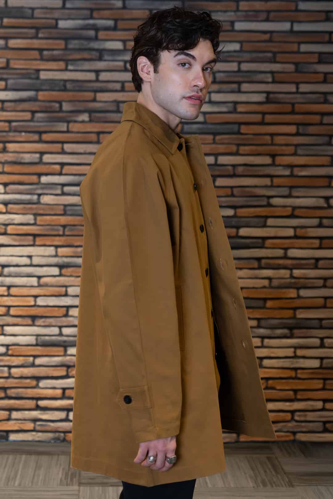 Erkek Kahverengi Gabardin Trençkot