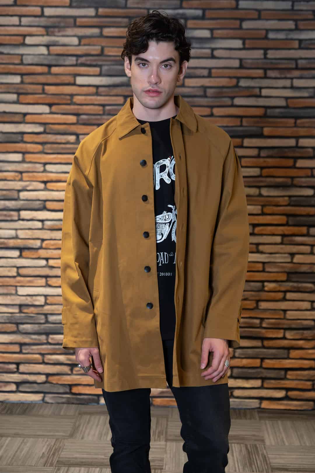 Erkek Kahverengi Gabardin Trençkot