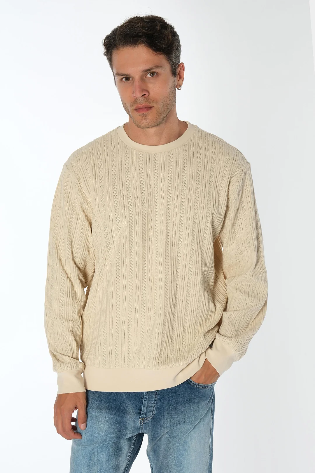 Bej Dokulu Erkek Üst