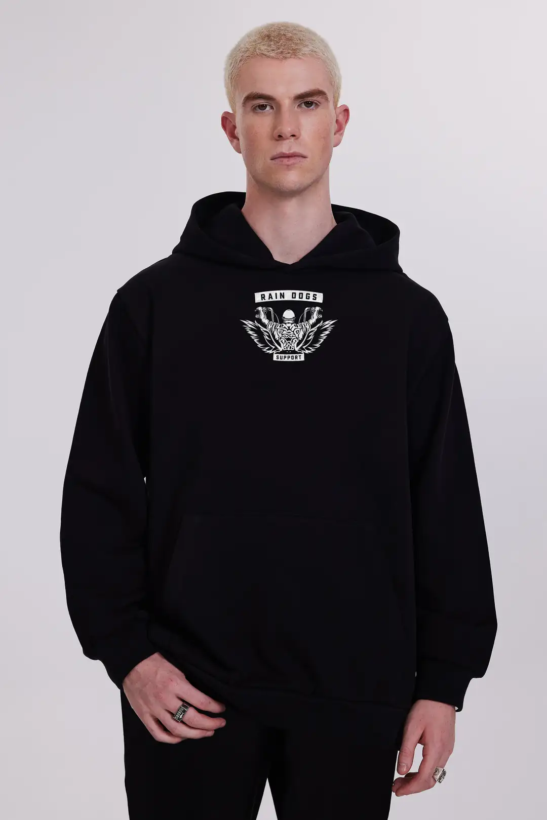 Rain Dogs Motor Baskılı Kapüşonlu Erkek Hoodie