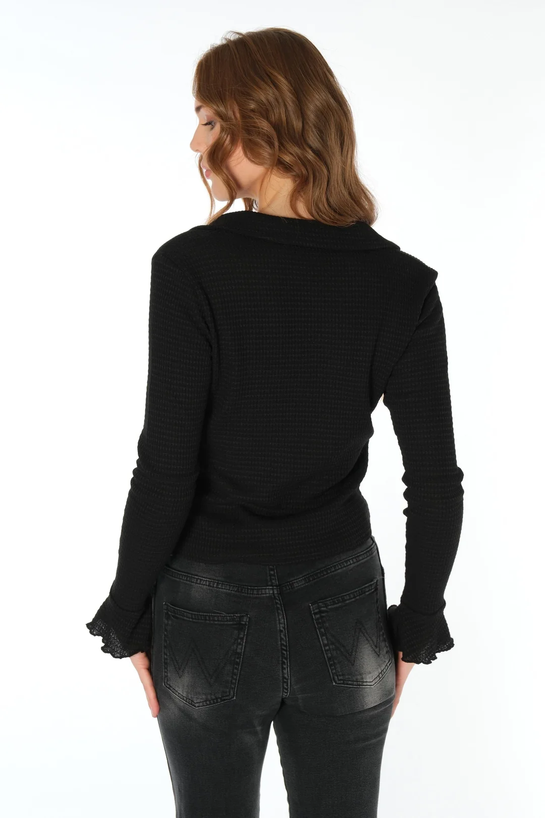 Waffle Siyah Basic Gömlek