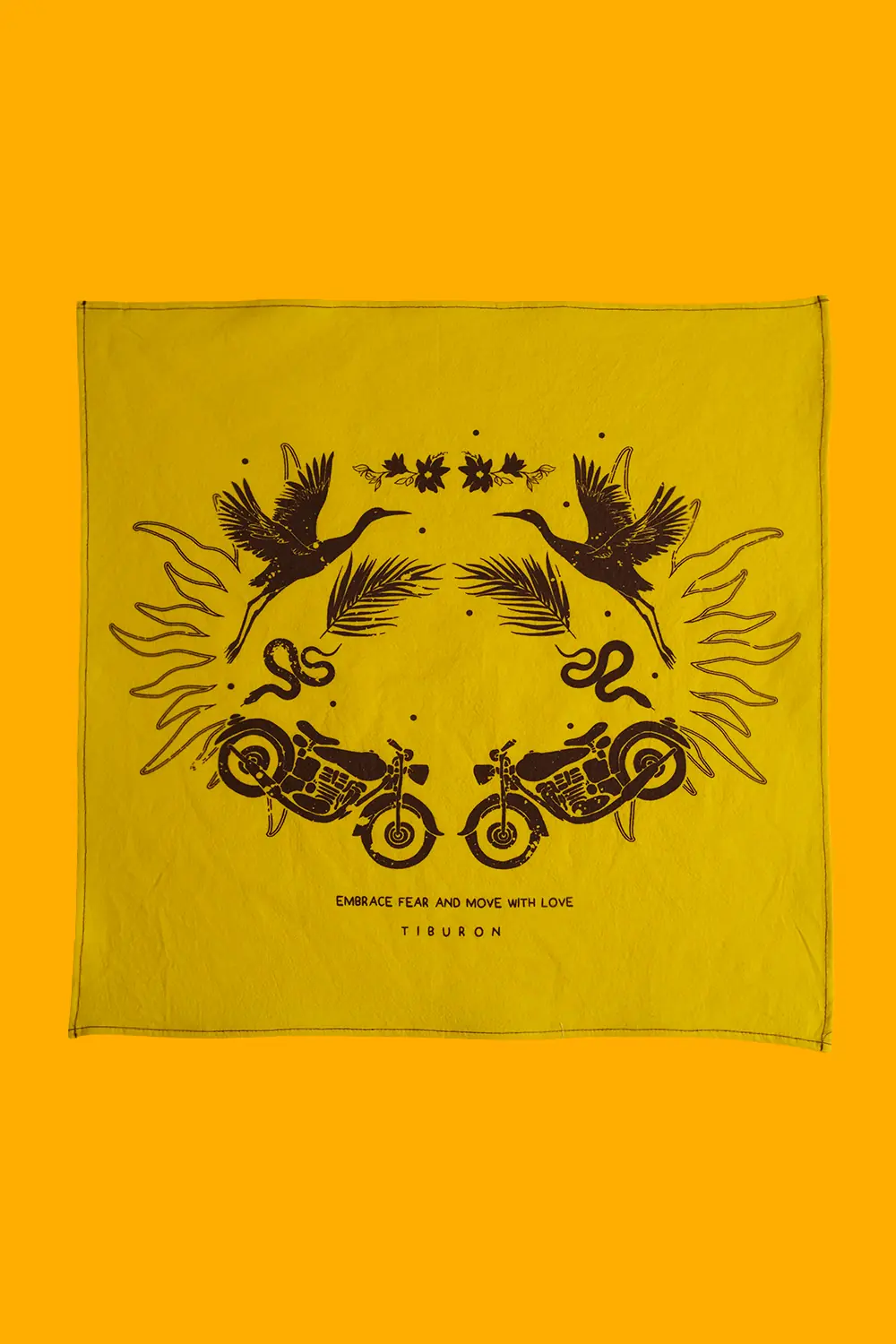Poplin Baskılı Sarı Bandana