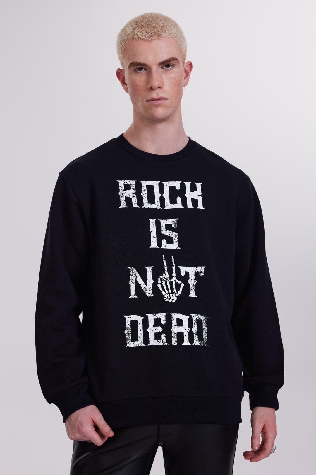Slogan Yazı Baskılı Erkek Siyah Sweatshirt