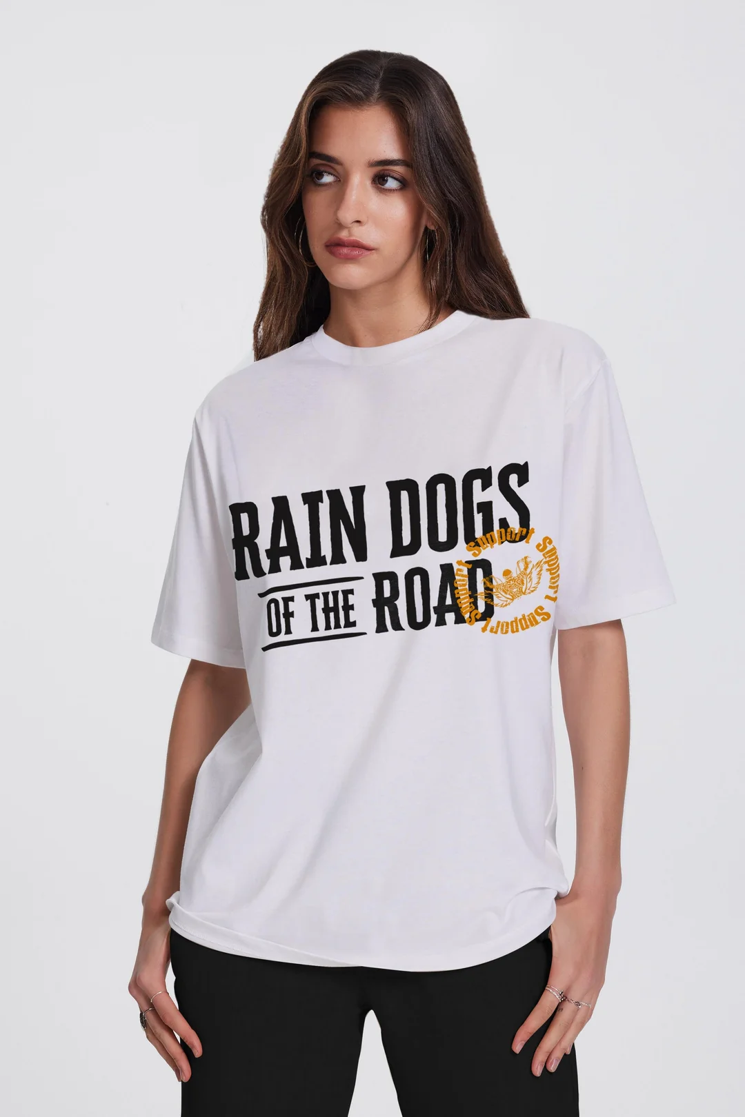 Rain Dogs Yazı Temalı Beyaz Kadın Tişört