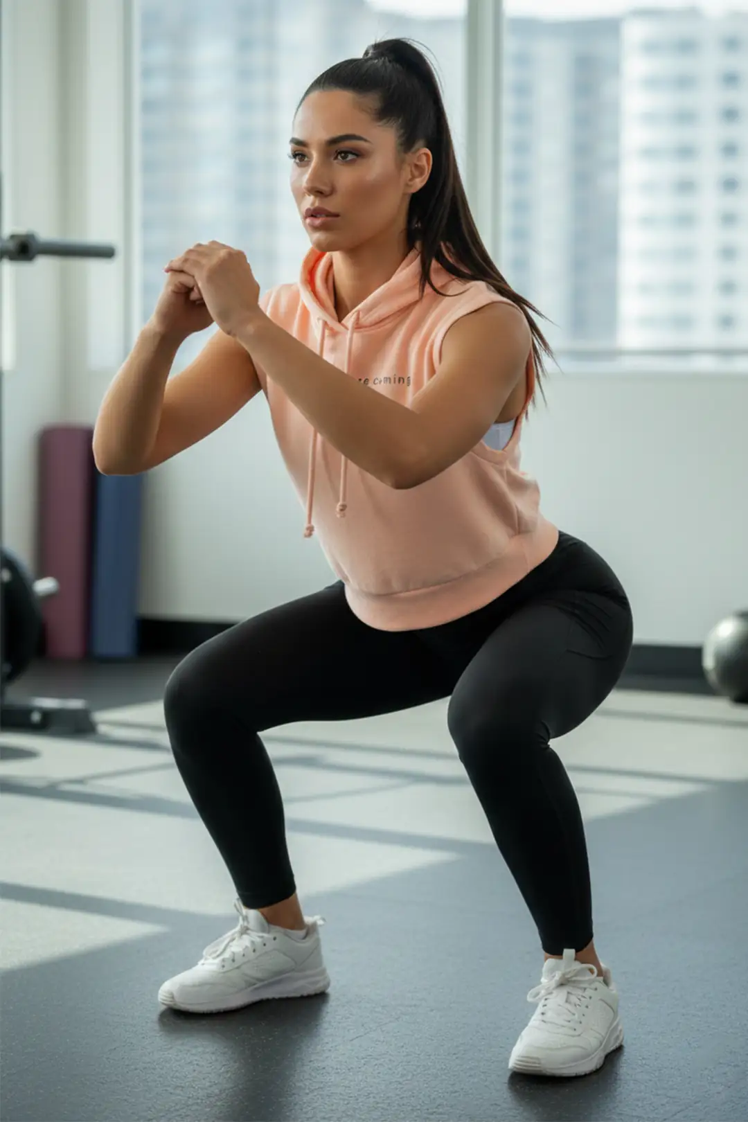 Kadın Kapüşonlu Kolsuz Crop Hoodie