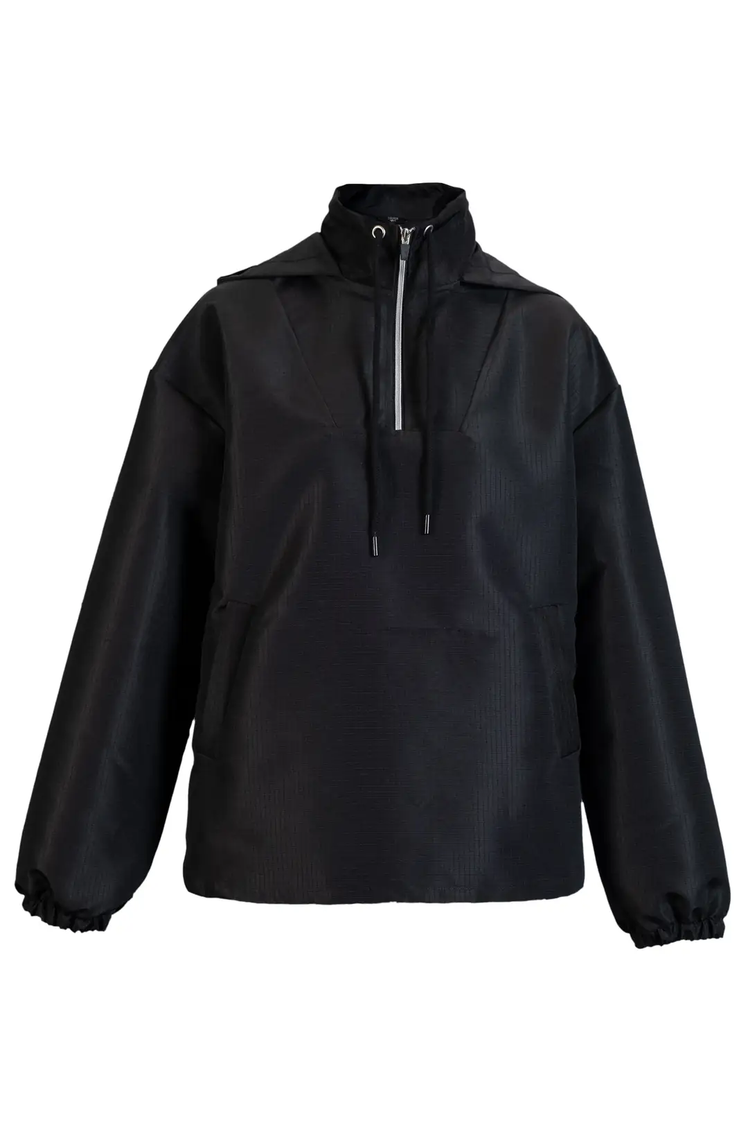 Kadın Siyah Çeyrek Fermuarlı Yağmurluk