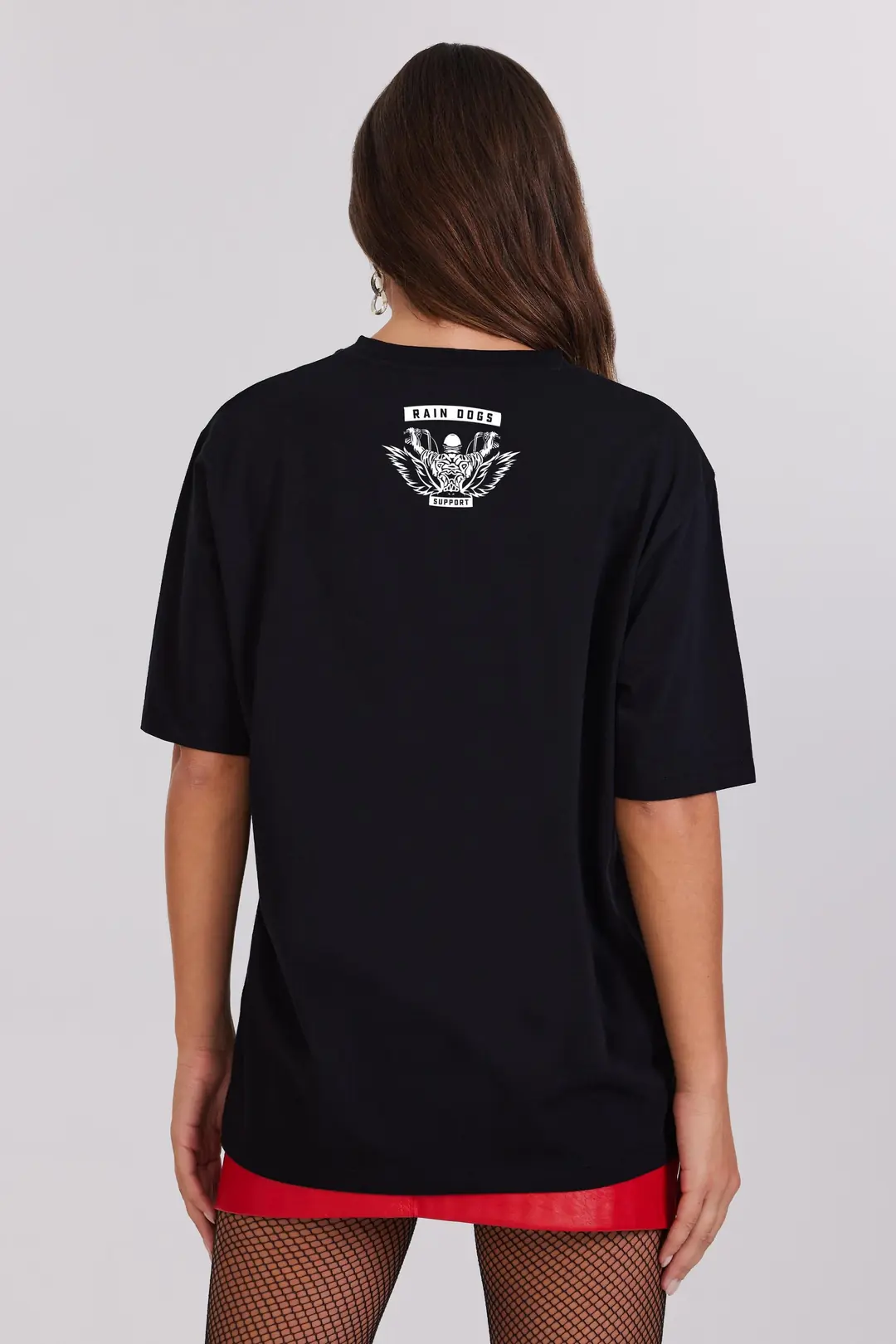 Rain Dogs Baskılı Siyah Kısa Kollu Kadın Tişört
