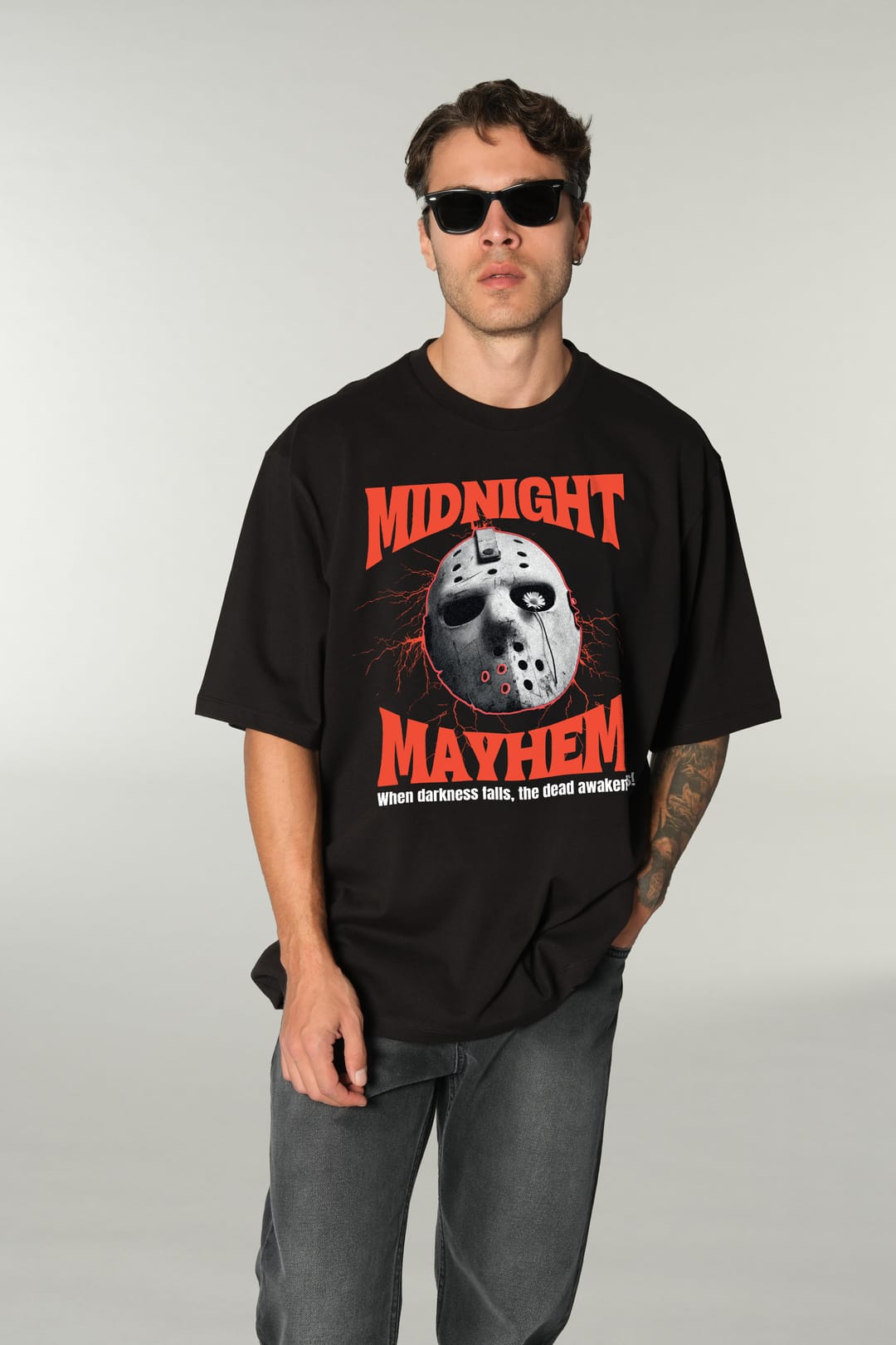 Halloween Baskılı Siyah Tshirt