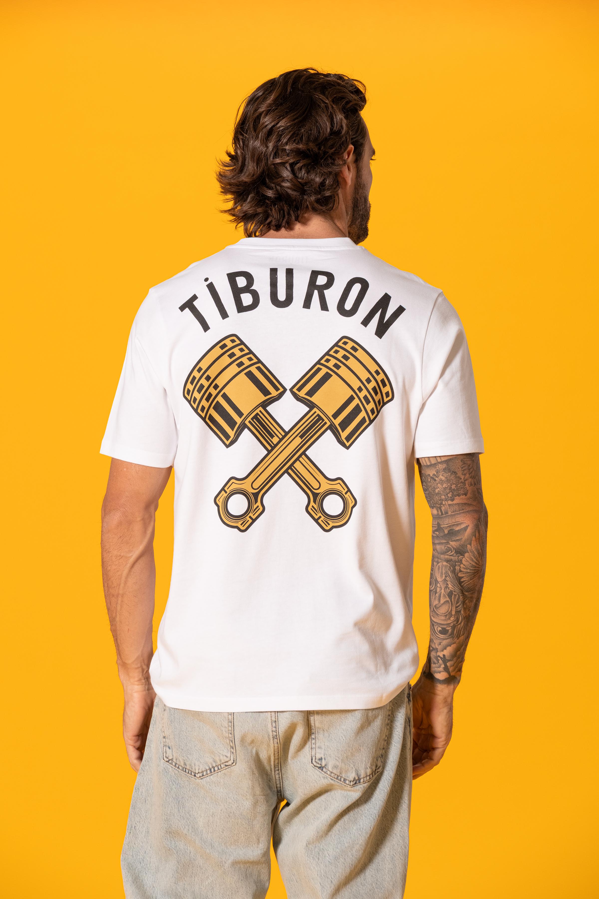 Tiburon Slogan Baskılı Beyaz Tişört