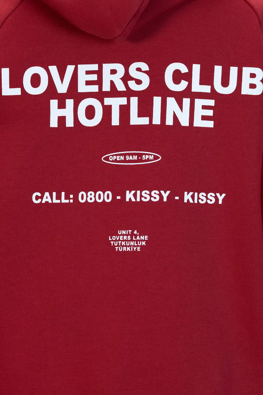 Kadın Kırmızı Baskılı Kapüşonlu Hoodie