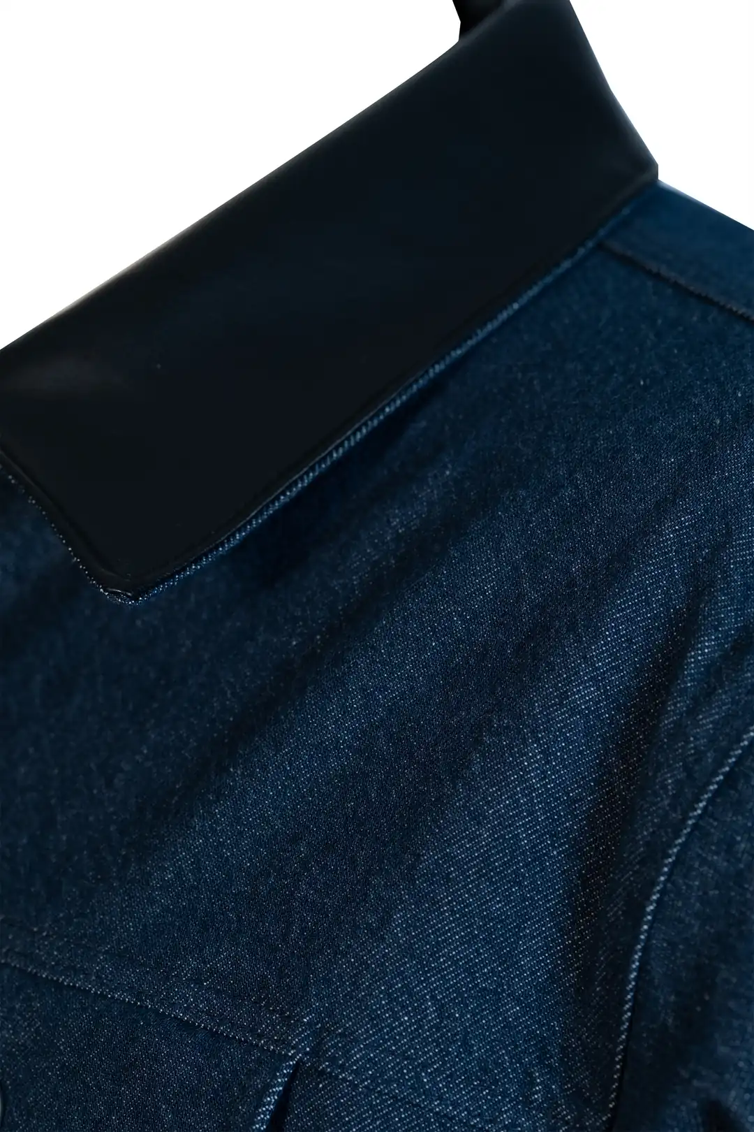 Erkek Suni Deri Yakalı Denim Ceket