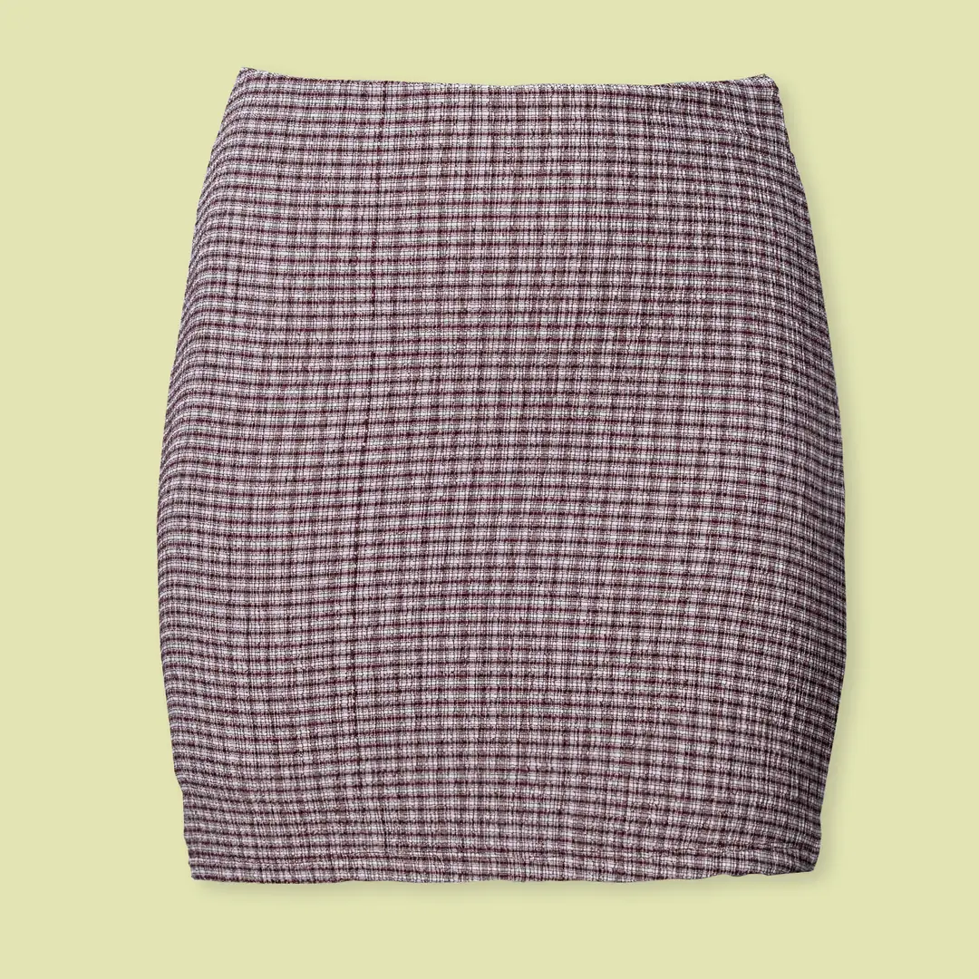 Kahverengi Pötikareli Mini Etek