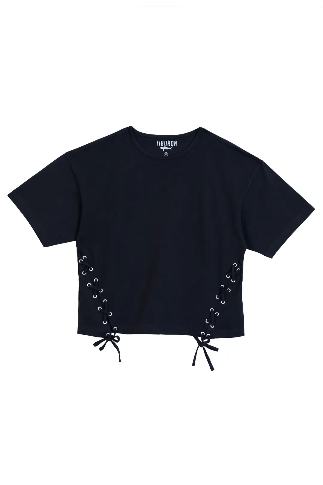 Kuşgözü Detaylı Siyah Kadın Tişört