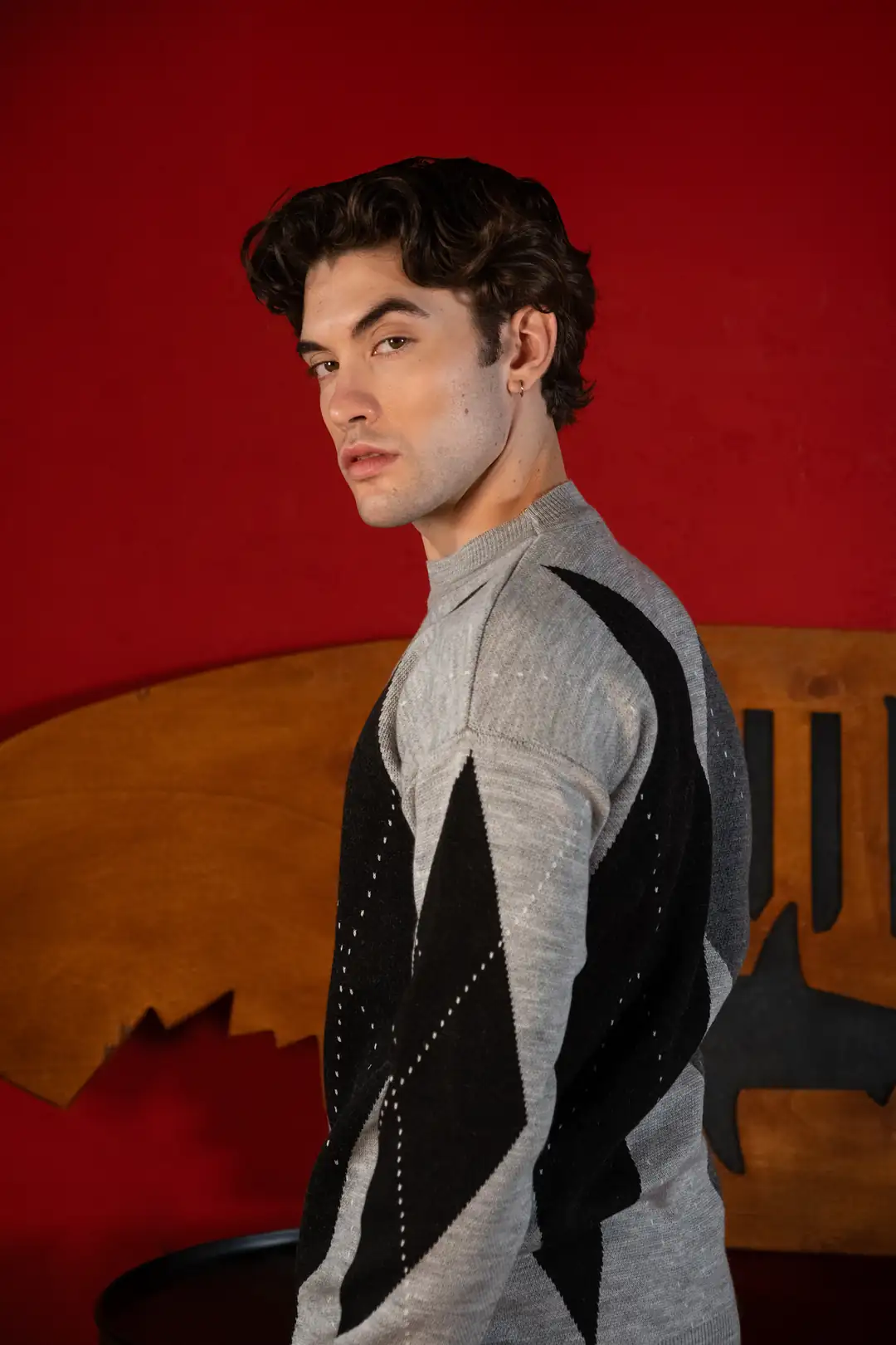 Baklava Desenli Örme Kazak