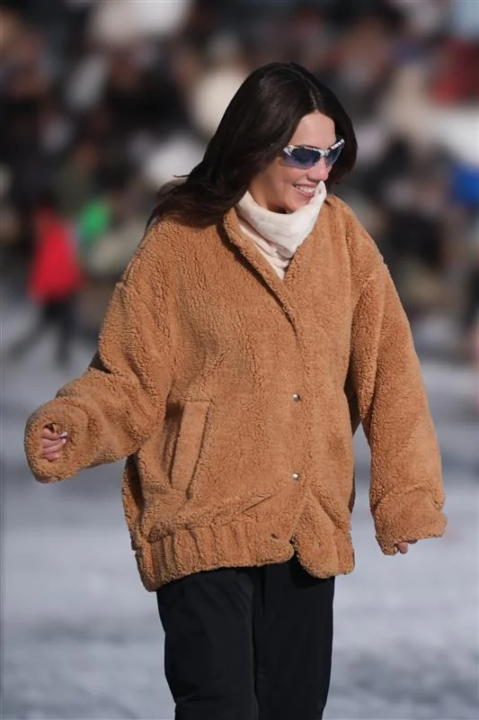 Suni Yünlü Oversize Bomber Ceket