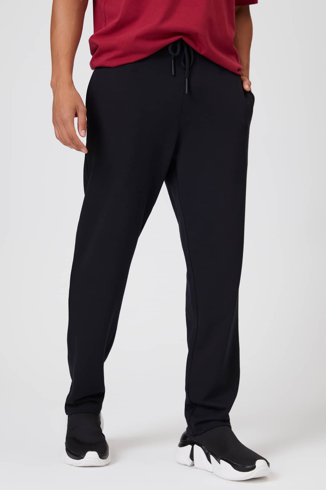 Erkek Düz Kesim Siyah Jogger Pantolon