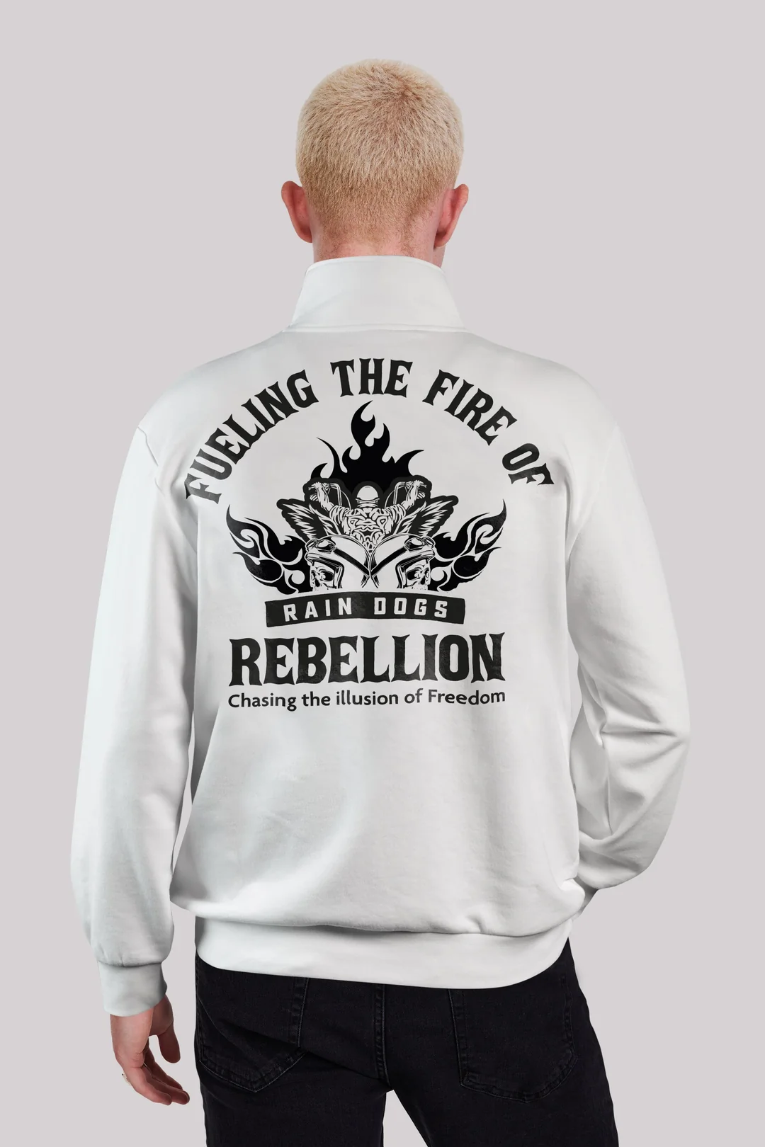 Rain Dogs Alev Baskılı Yarım Fermuarlı Sweatshirt