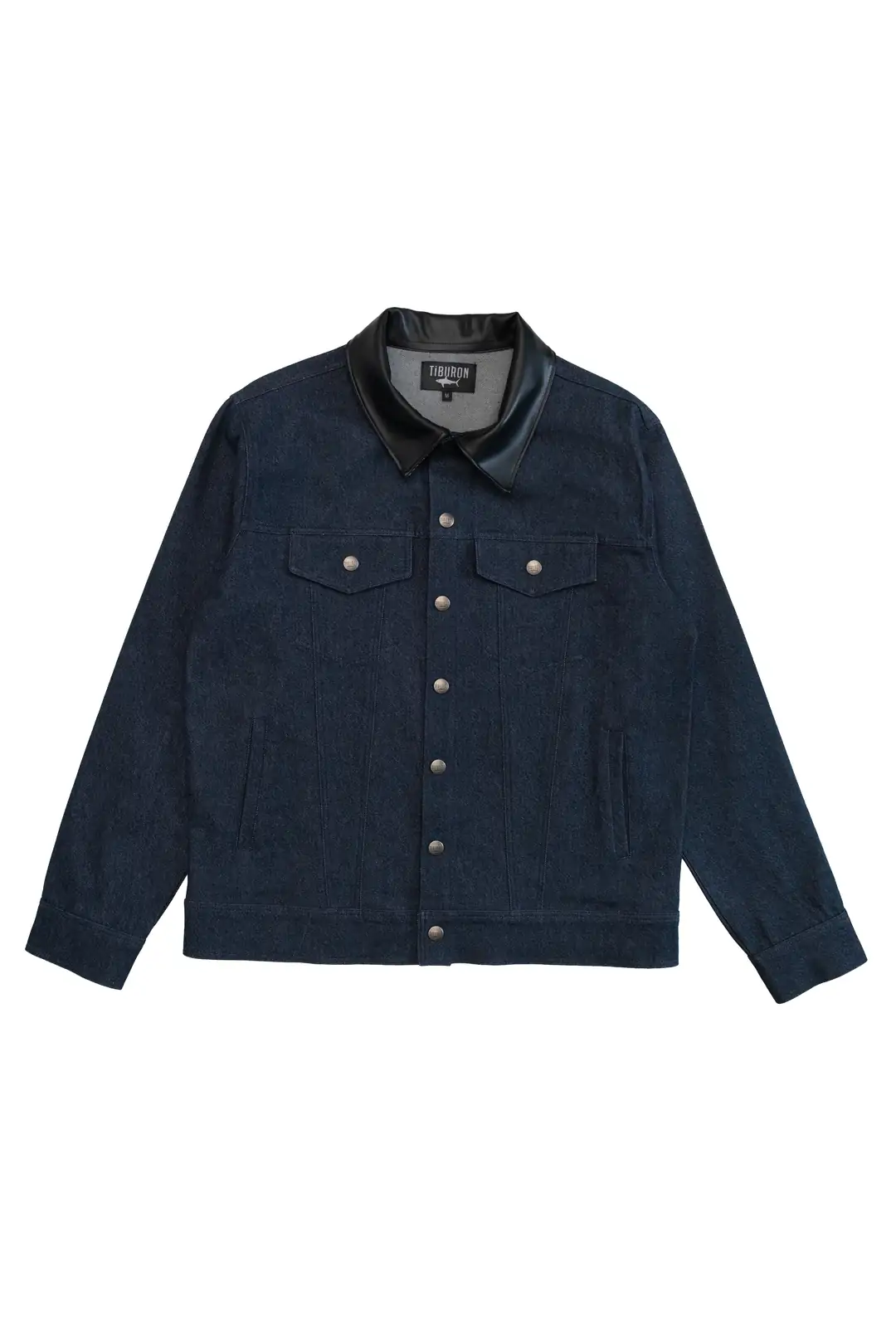 Erkek Suni Deri Yakalı Denim Ceket