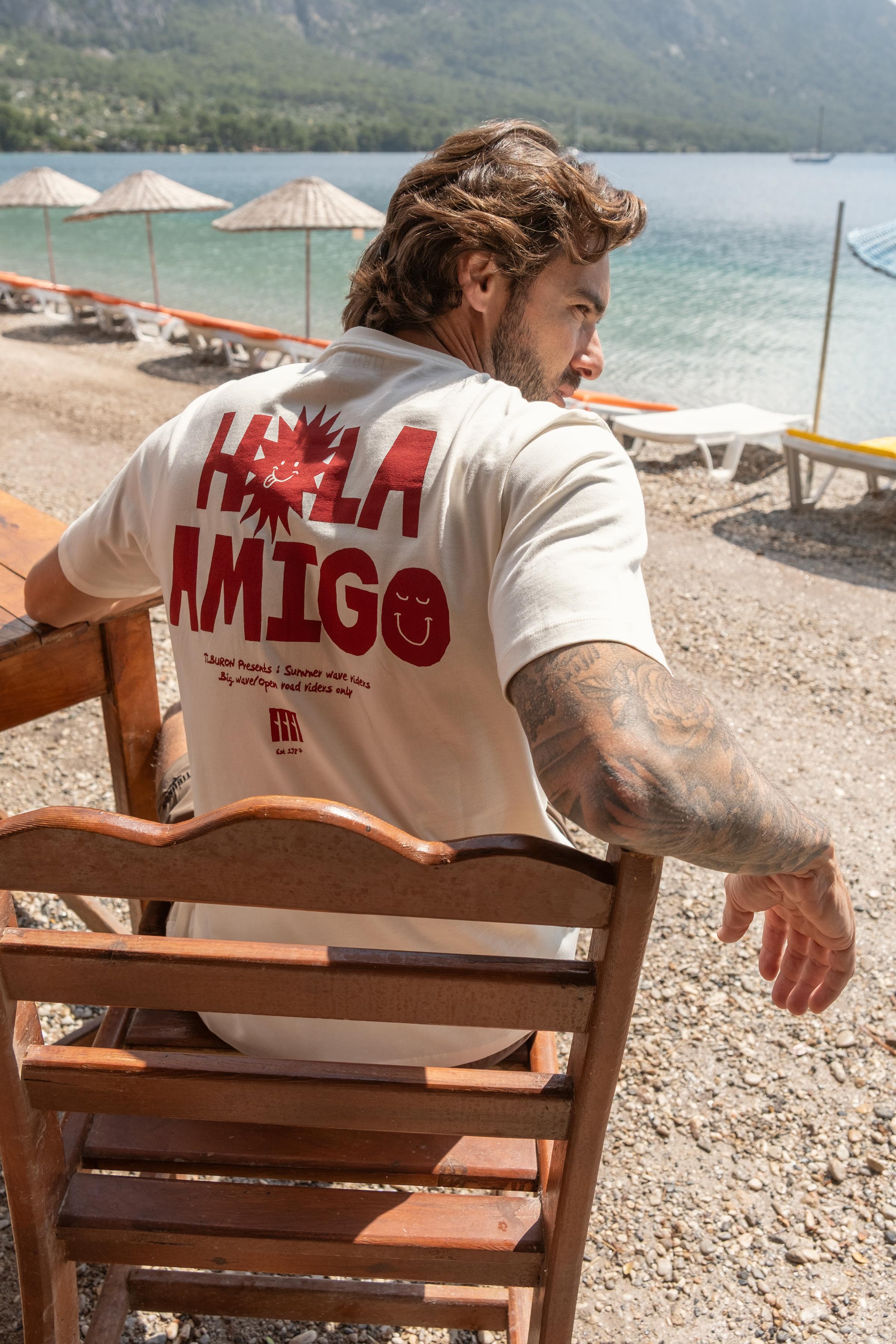 Slogan Baskılı Ekru Regular Tişört