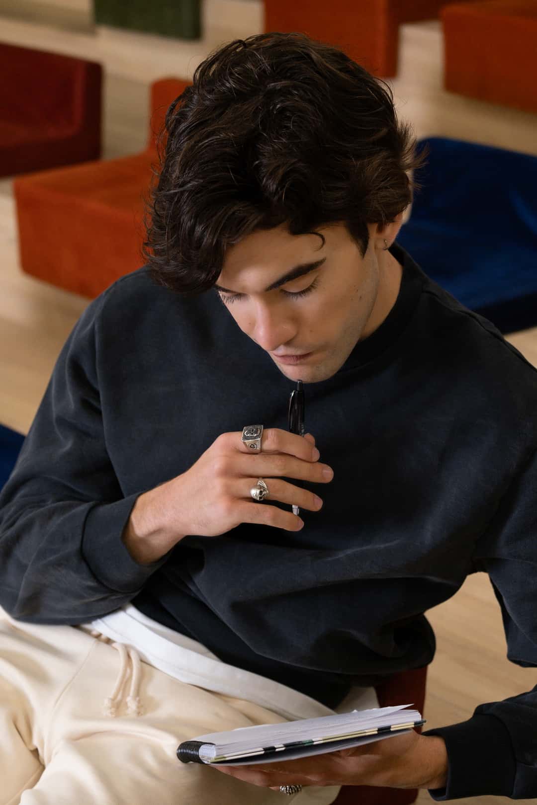 Erkek Antrasit Yıkamalı Sweatshirt