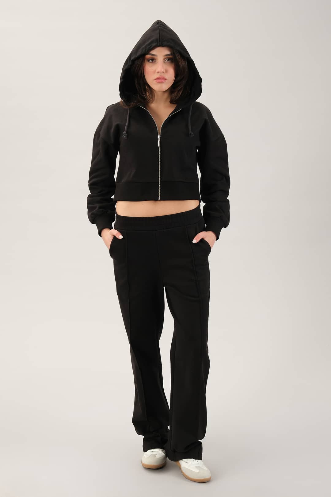 Kadın Düz Paça Siyah Jogger Pantolon