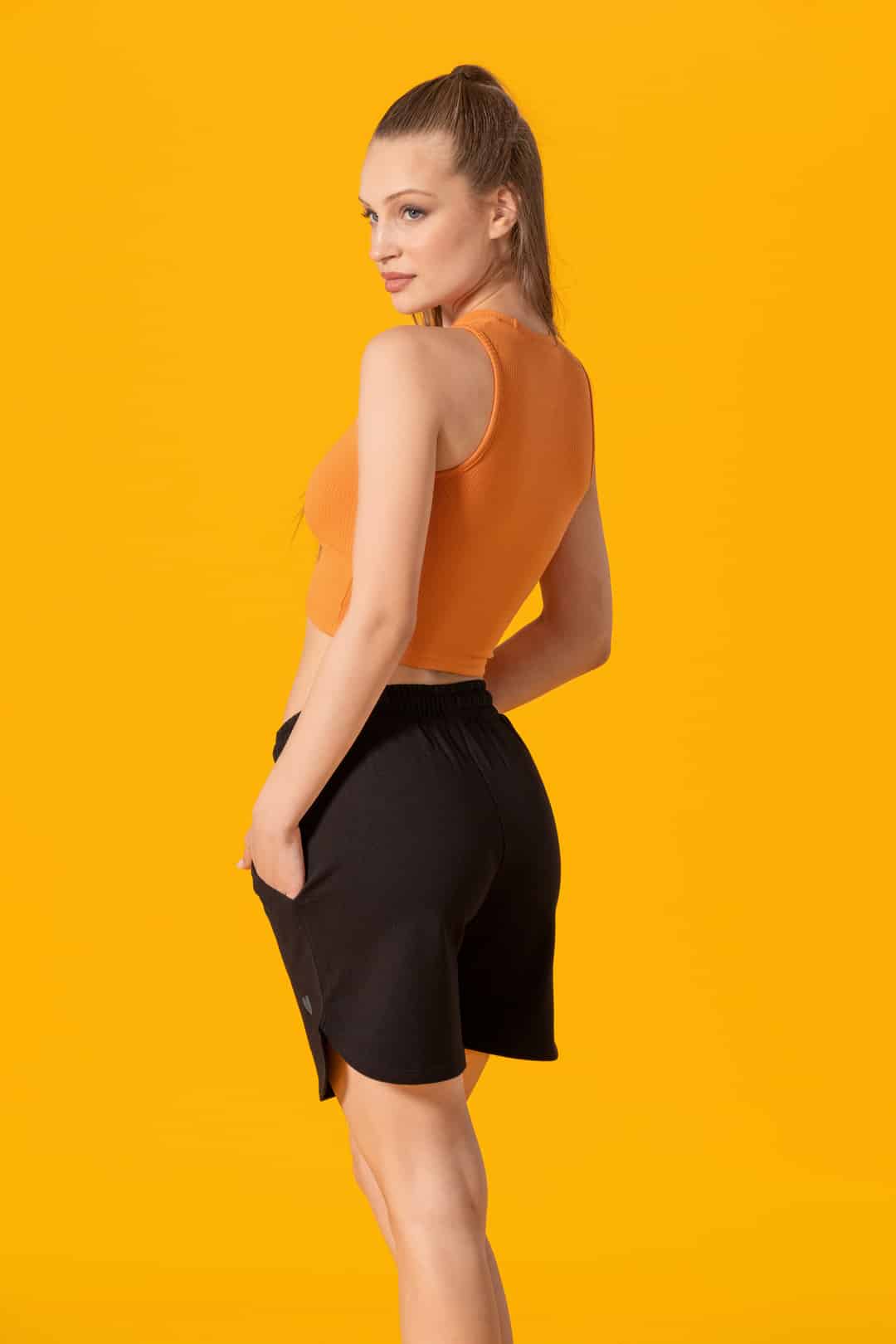 Nakış Detaylı Turuncu Crop Top Body