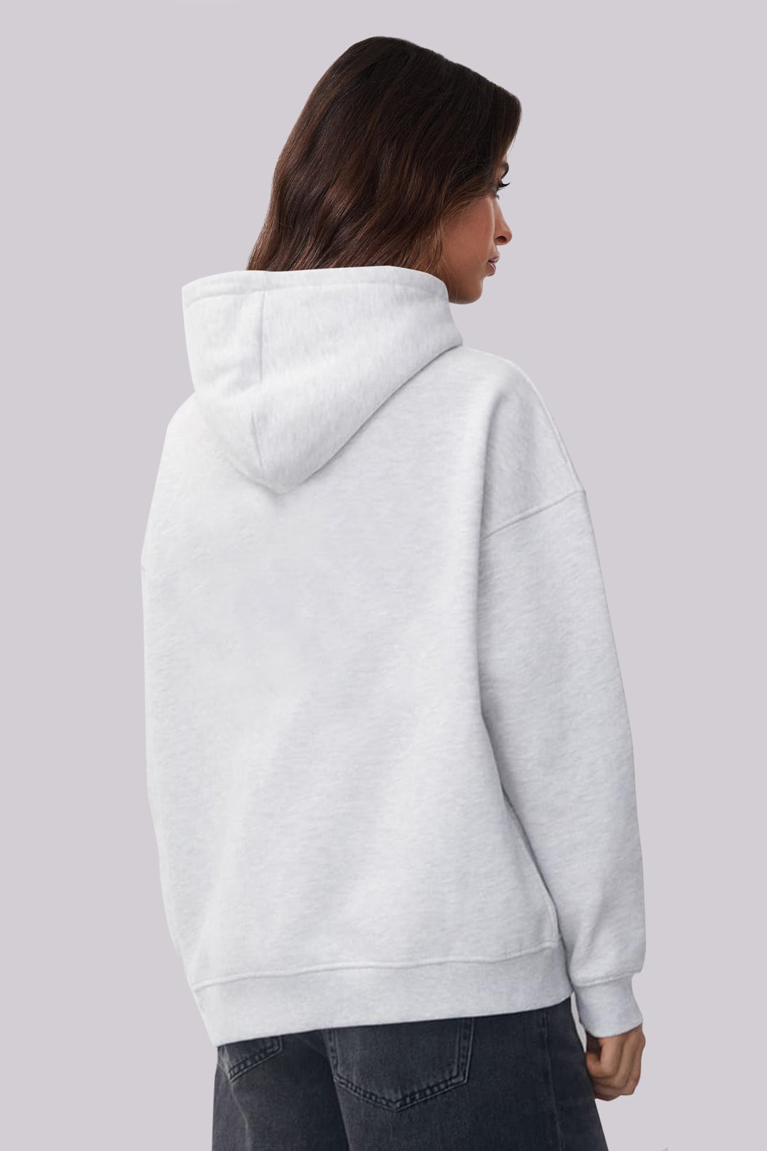 Nakışlı Melanj Kadın Oversize Hoodie