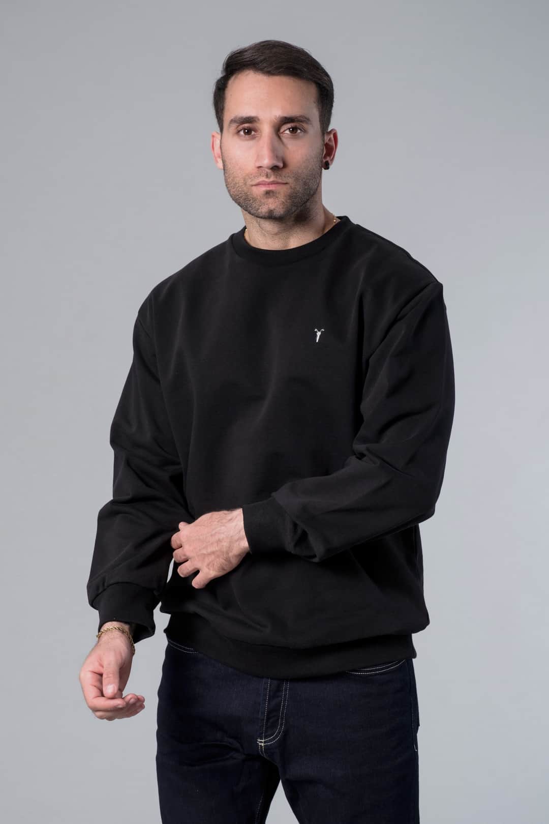Bisiklet Yaka Siyah Oversize Sweatshirt