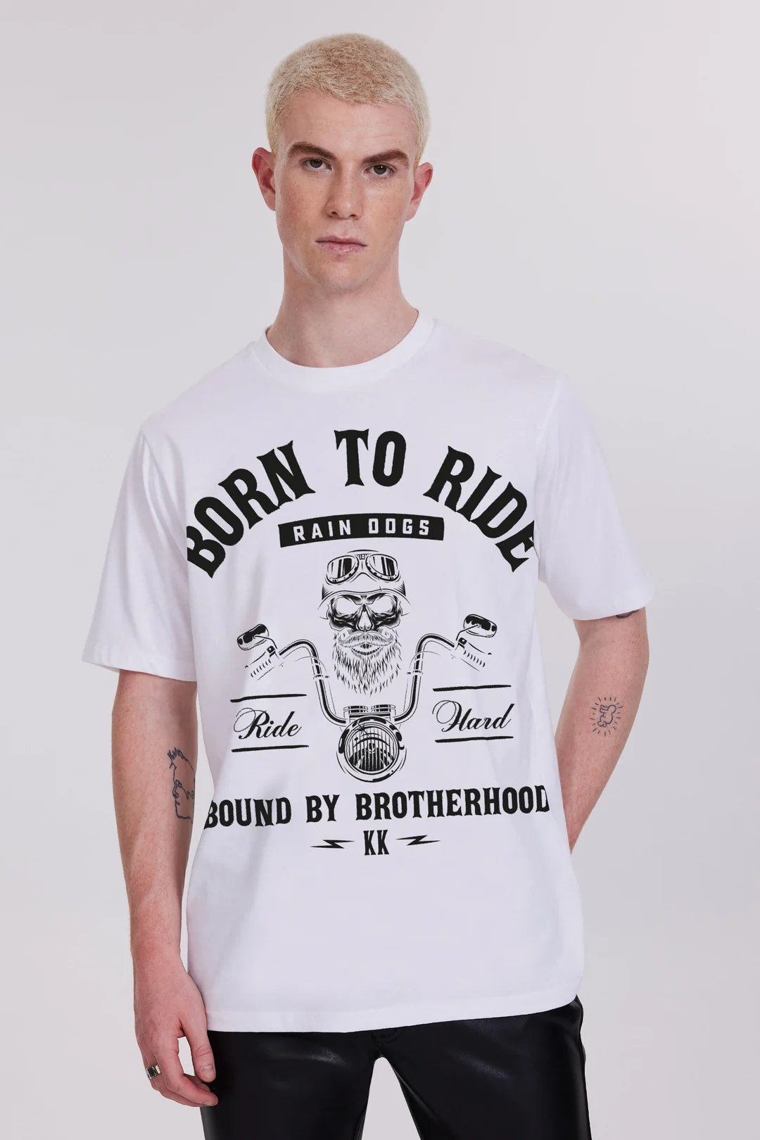 Rain Dogs Baskılı Beyaz Kısa Kollu Erkek Tişört