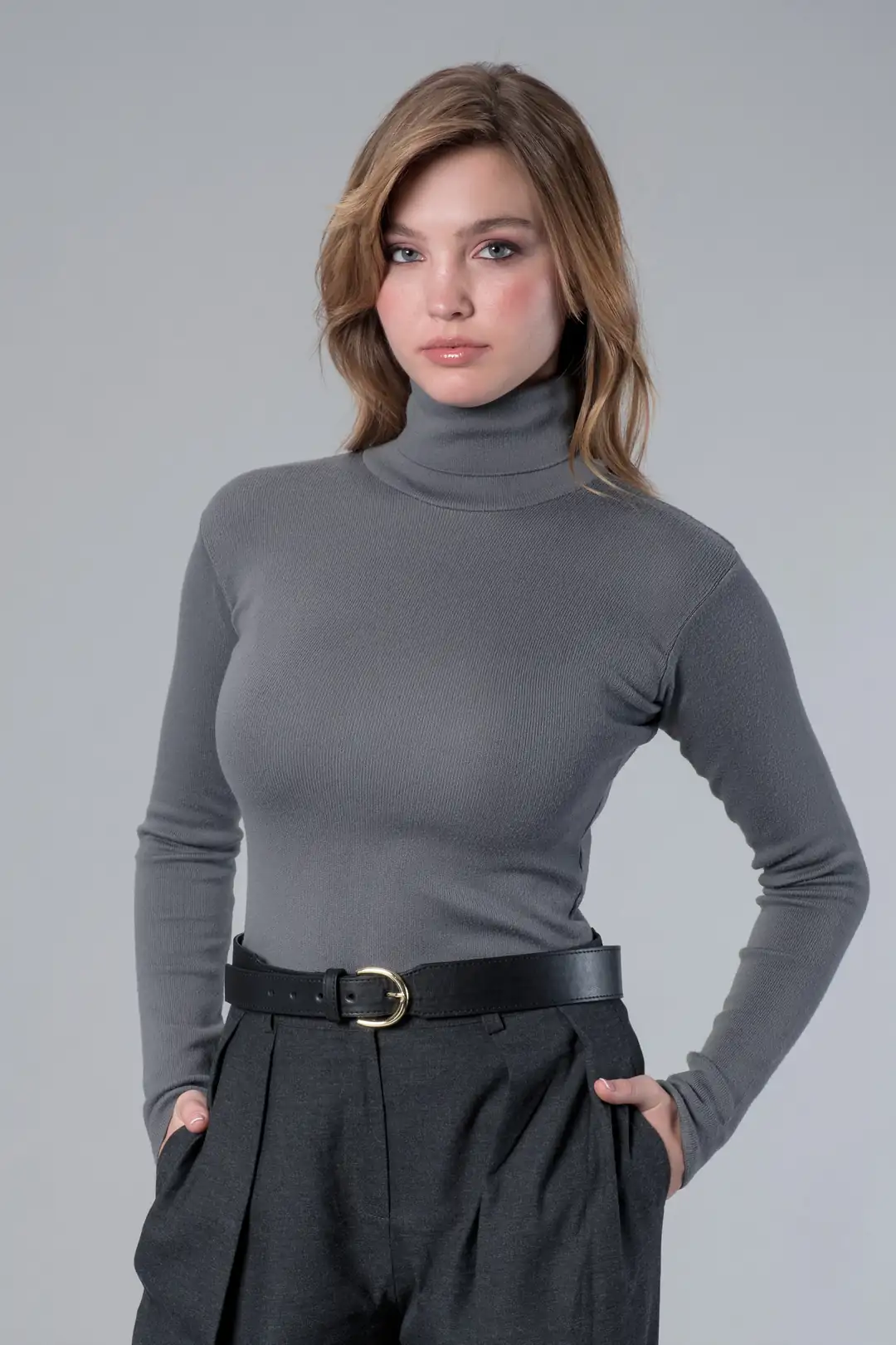 Gri Balıkçı Yaka Triko