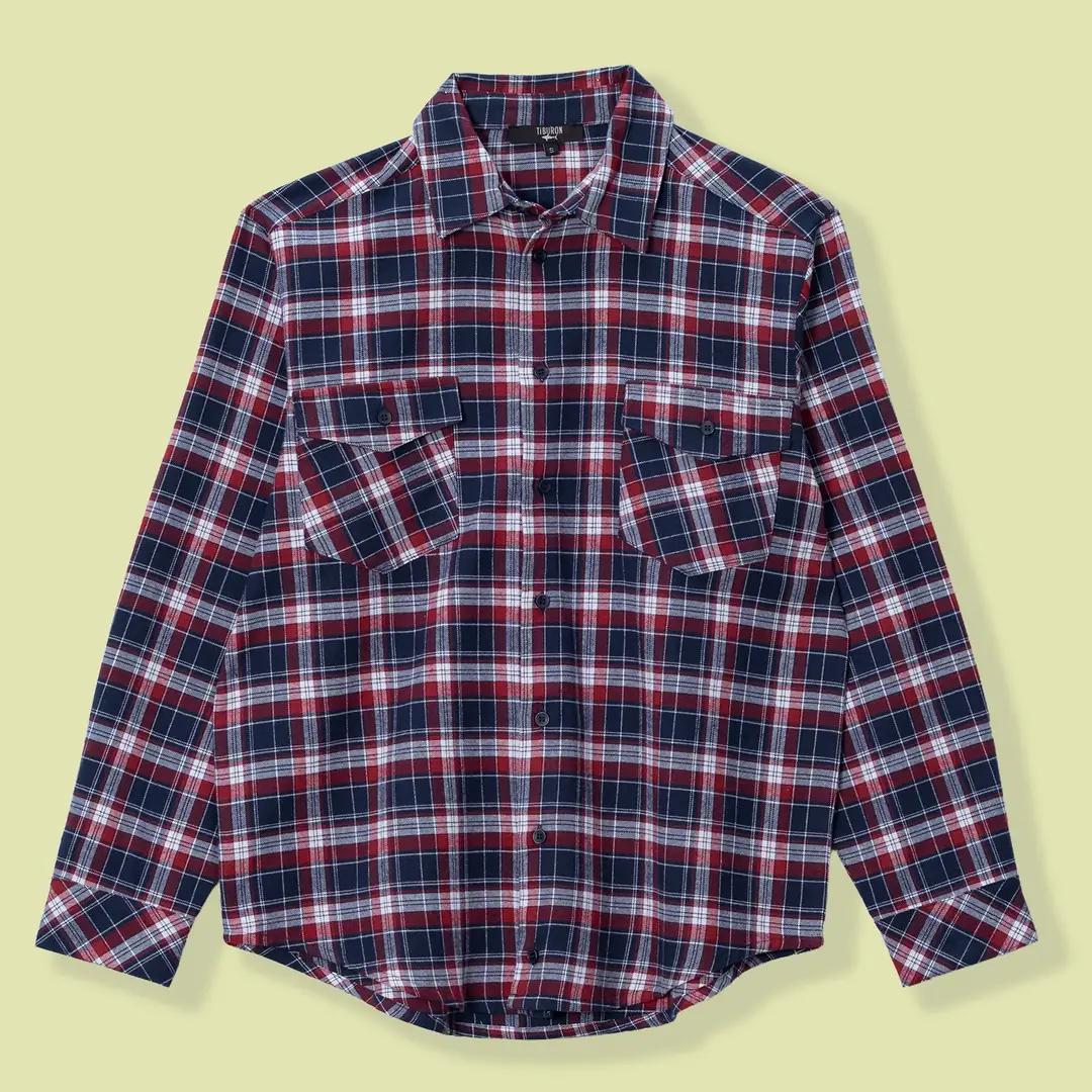 Lacivert Ekose Desenli Uzun Kollu Erkek Gömlek