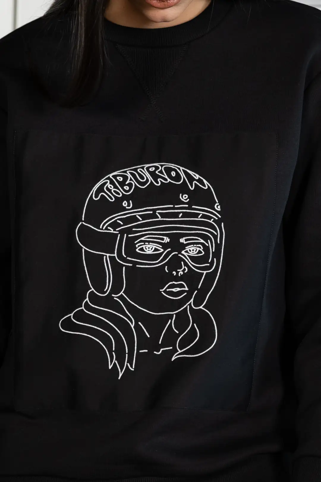 Tasarım Nakışlı Regular Kadın Siyah Sweatshirt