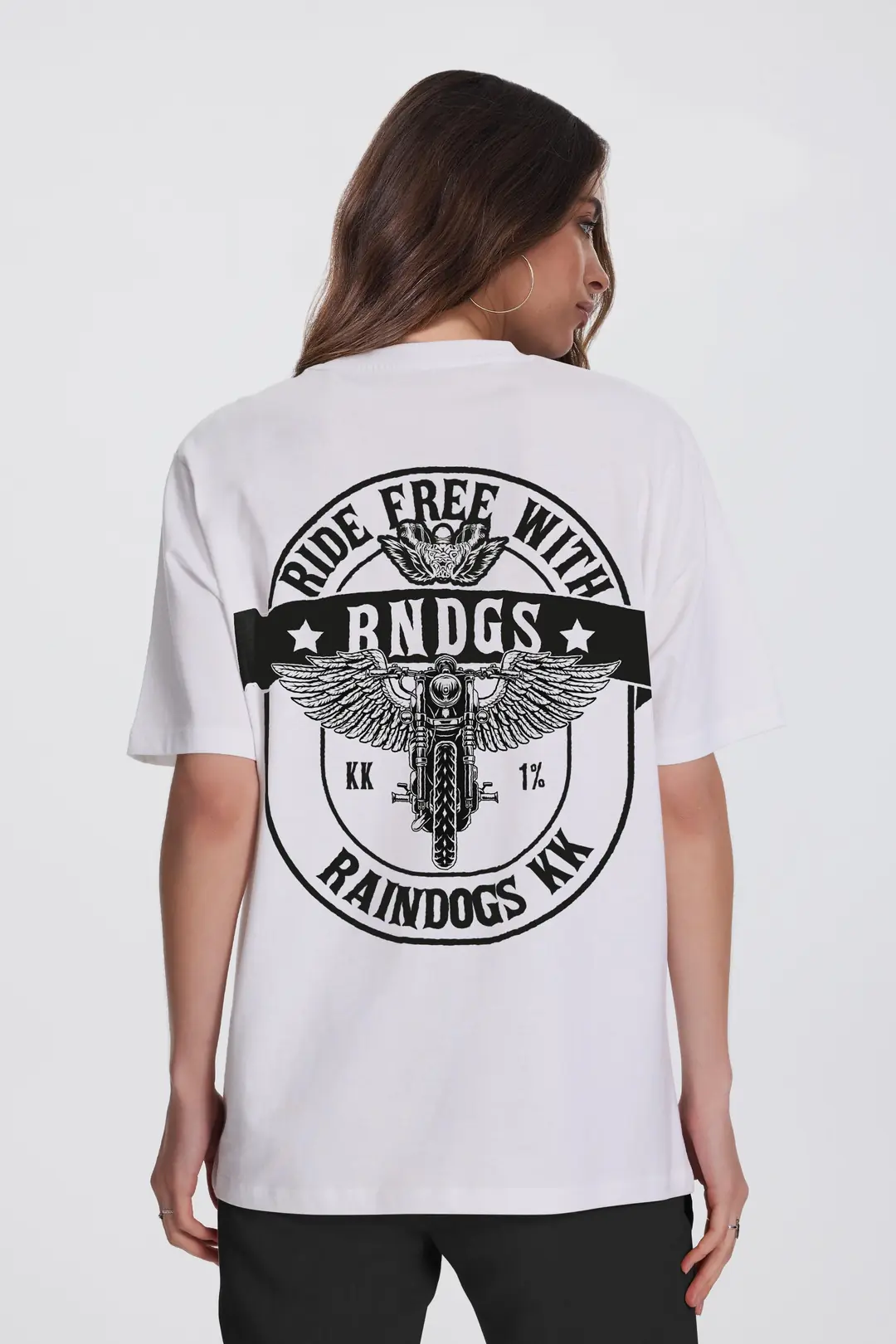 Rain Dogs Sırt Baskılı Beyaz Kadın Tişört