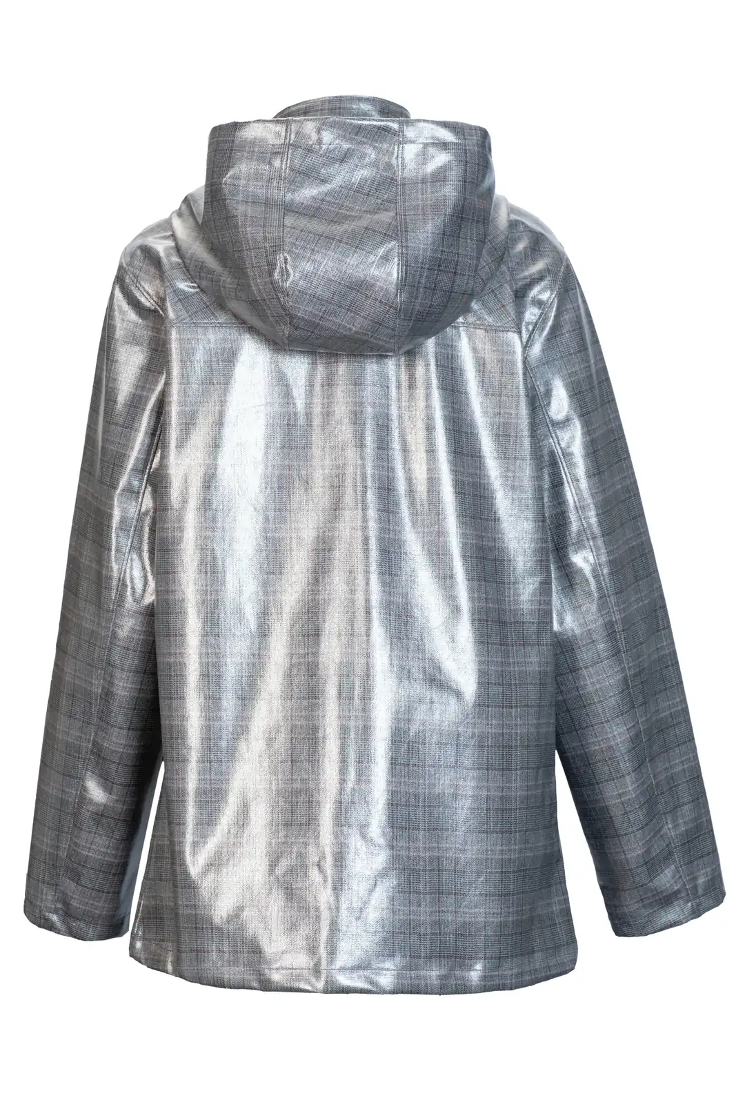 Kadın Parlak Ekoseli Yağmurluk