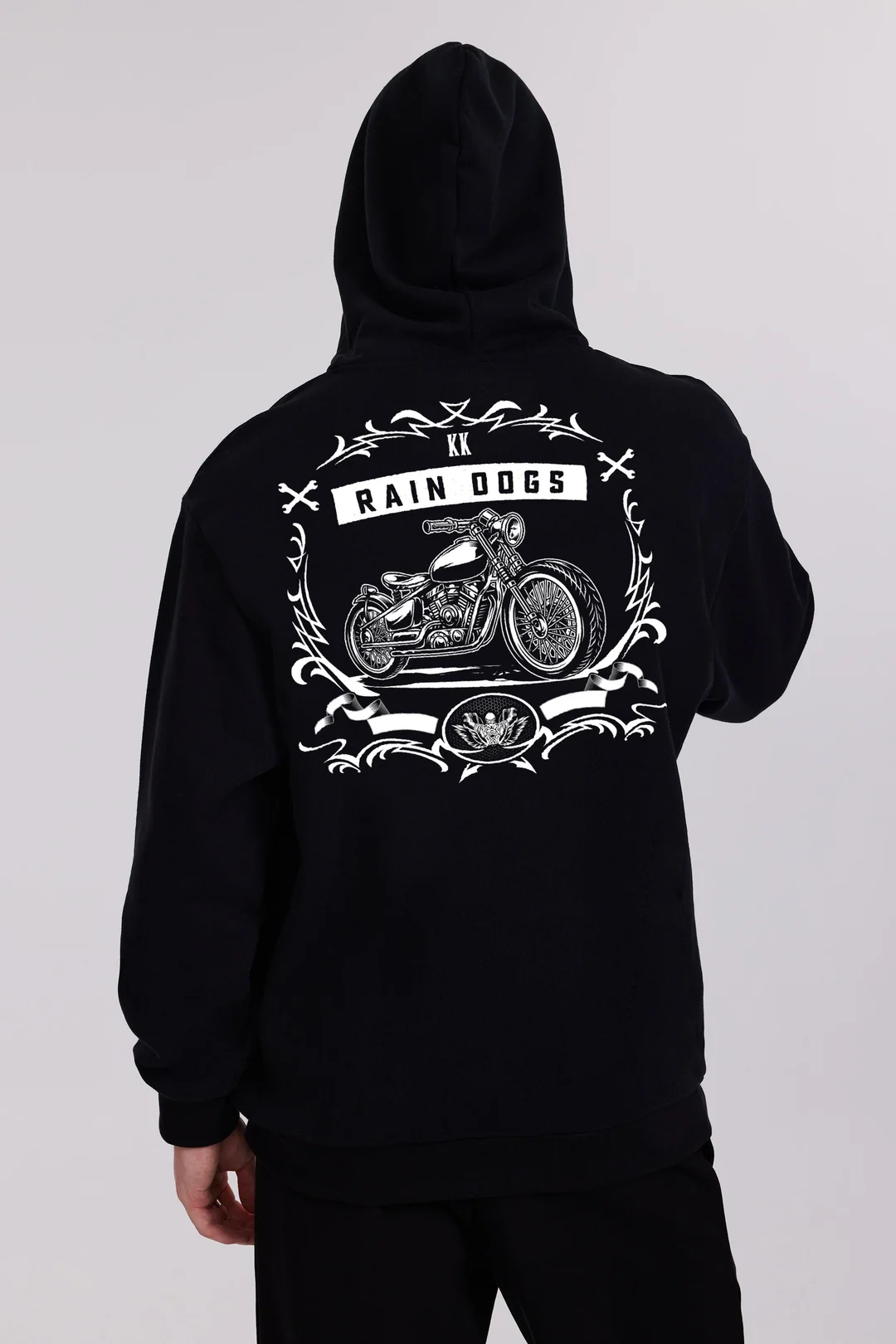 Rain Dogs Motor Baskılı Kapüşonlu Erkek Hoodie