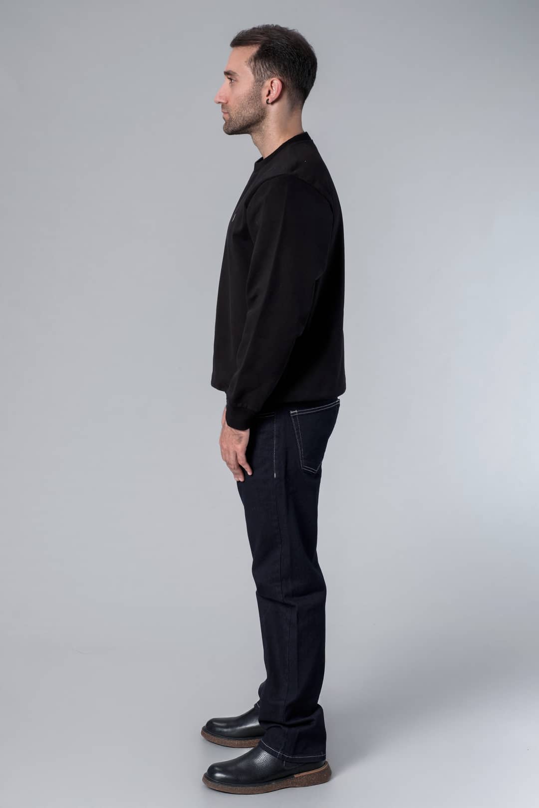 Bisiklet Yaka Siyah Sweatshirt