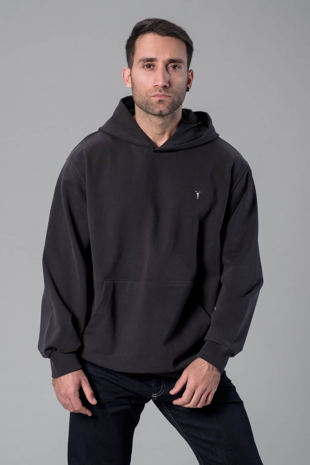 Kapüşonlu Oversize Antrasit Hoodie