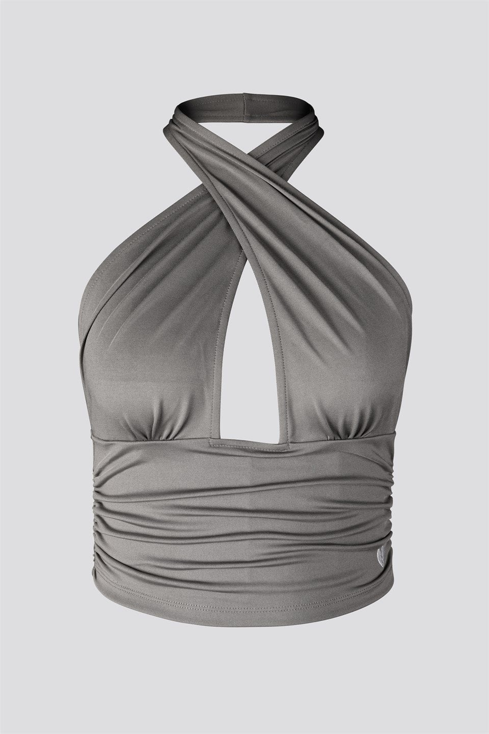Gri Halter Yaka Dekolteli Body