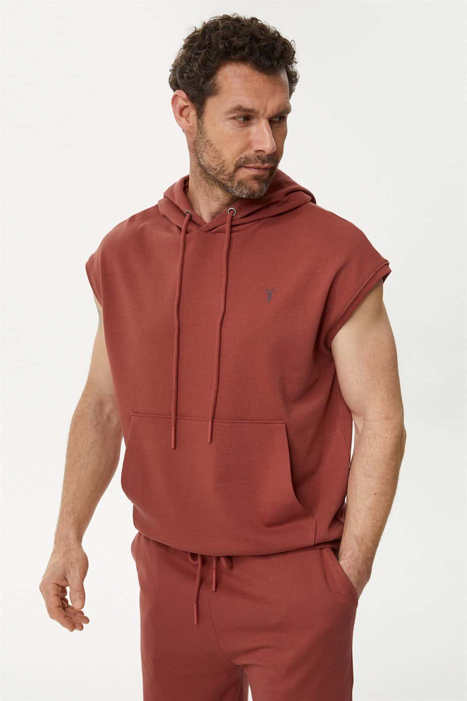 Kapüşonlu Kolsuz Erkek Hoodie