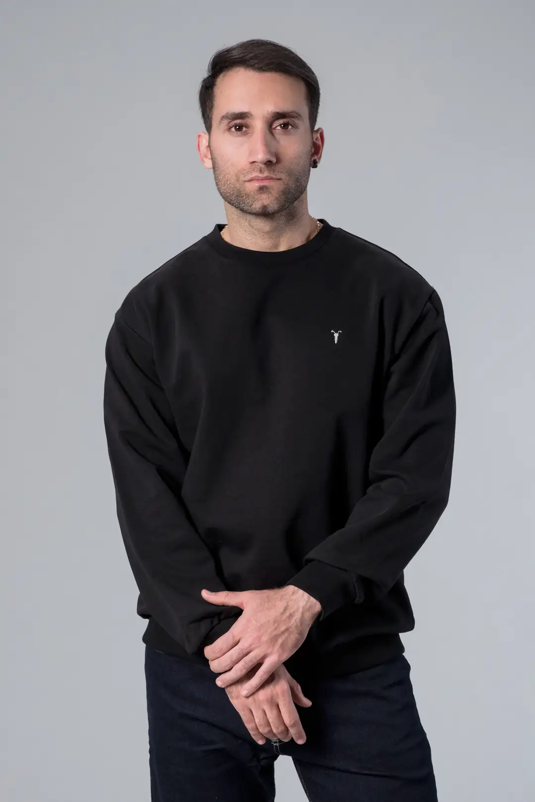 Bisiklet Yaka Siyah Oversize Sweatshirt