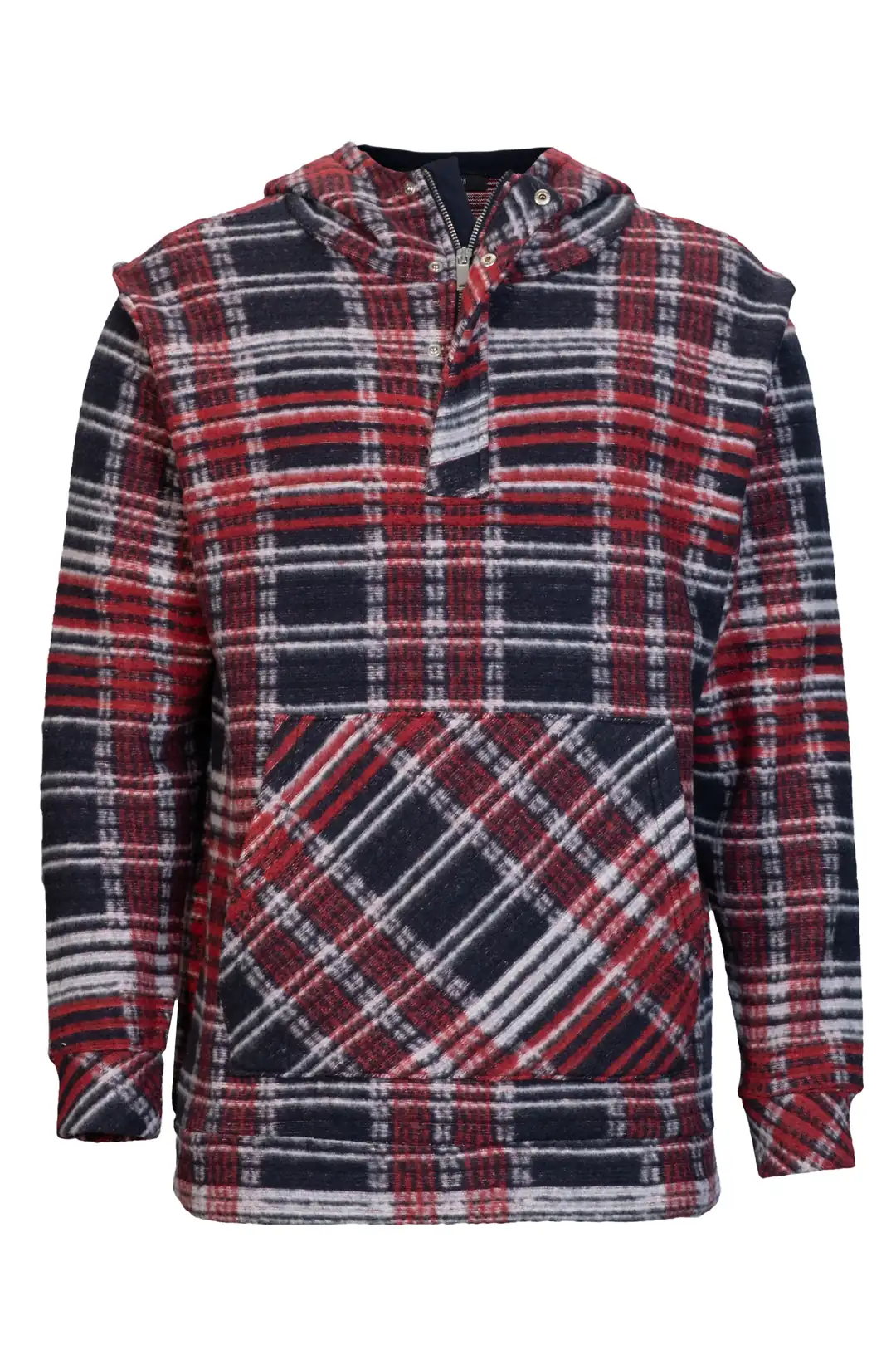 Erkek Ekoseli Çeyrek Fermuarlı Sweatshirt