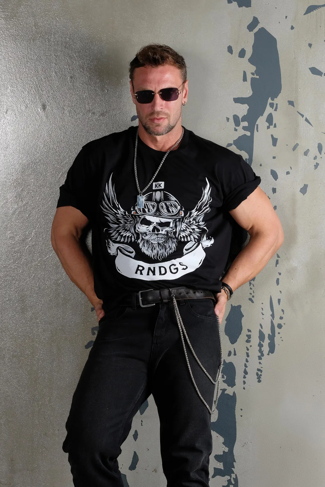 Baskılı Erkek Motorcu Tişört