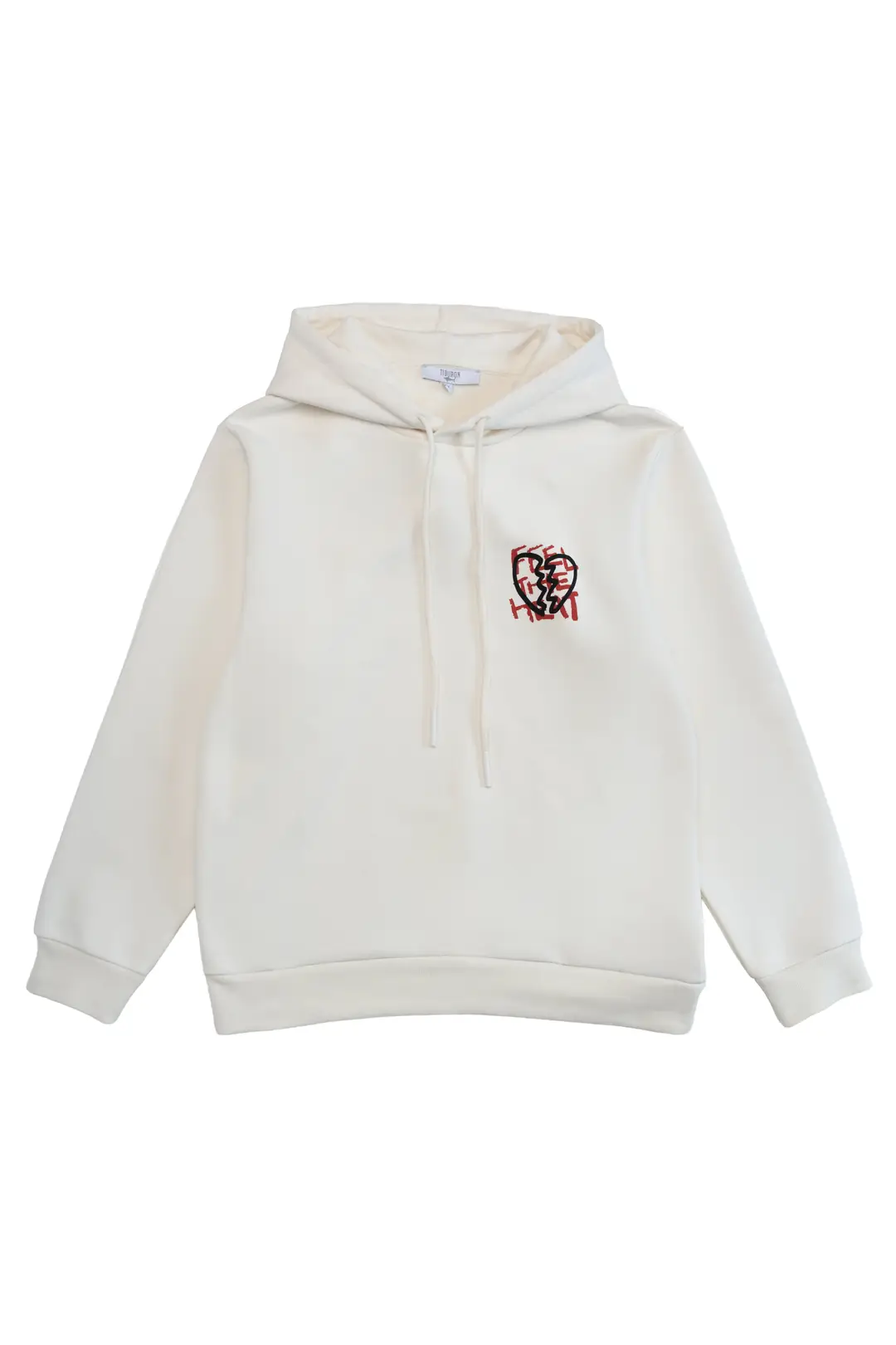 Erkek Ekru Baskılı Kapüşonlu Hoodie