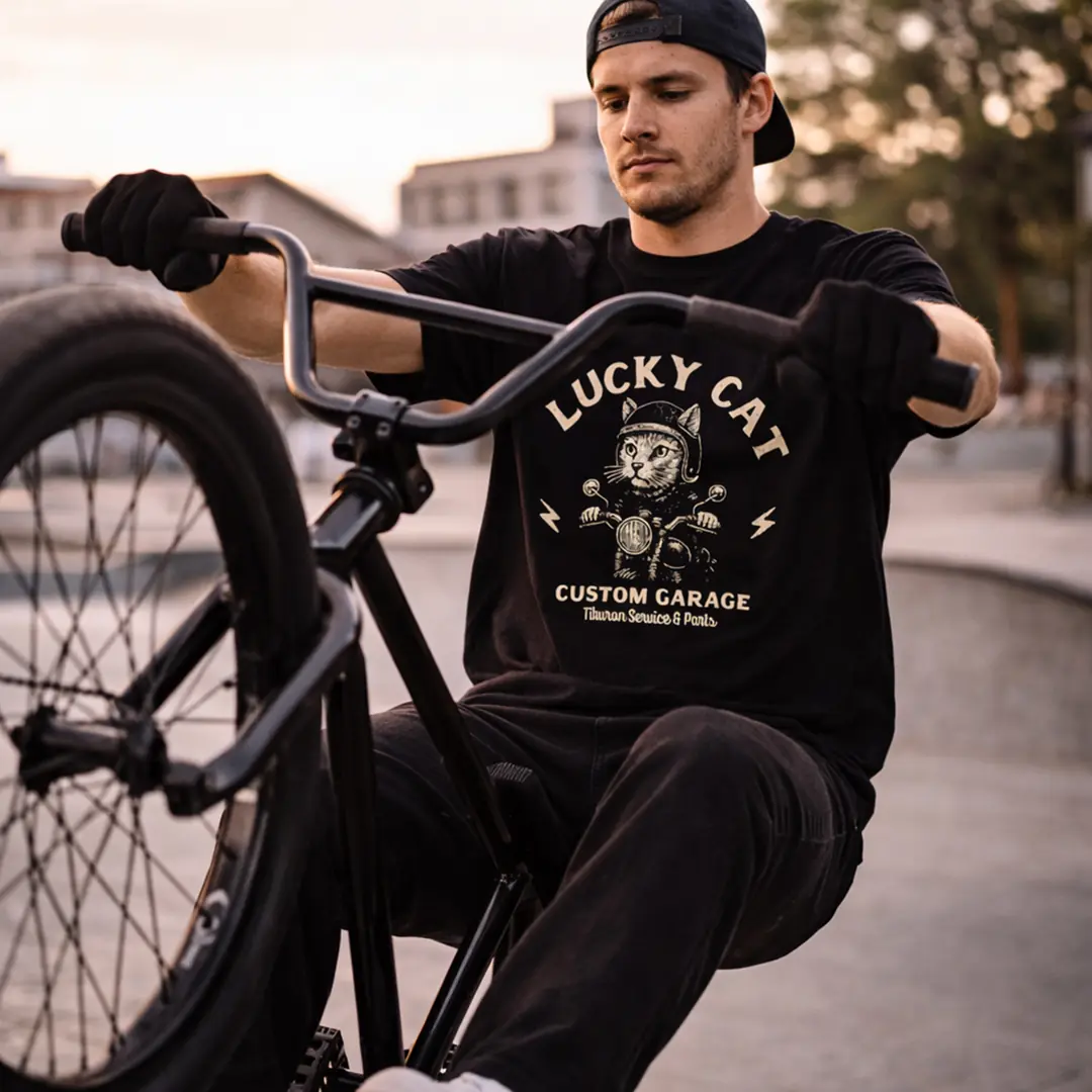 Baskılı Erkek Siyah Regular Tişört