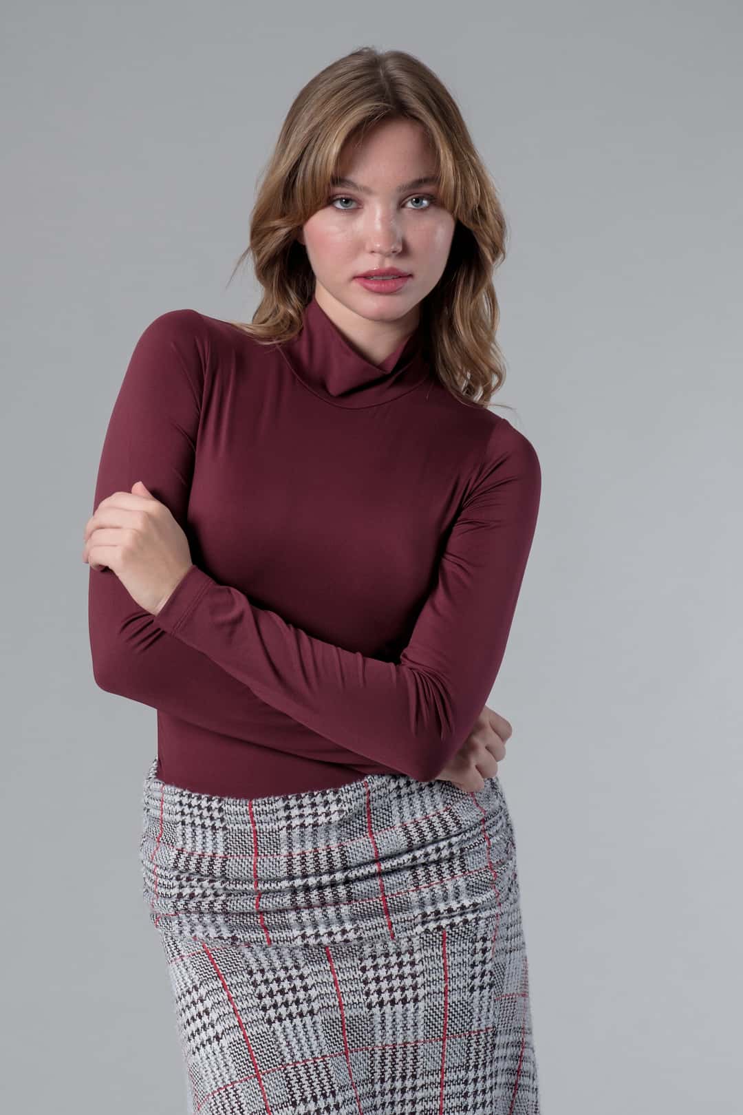 Drape Detaylı Bordo Çıtçıtlı Body