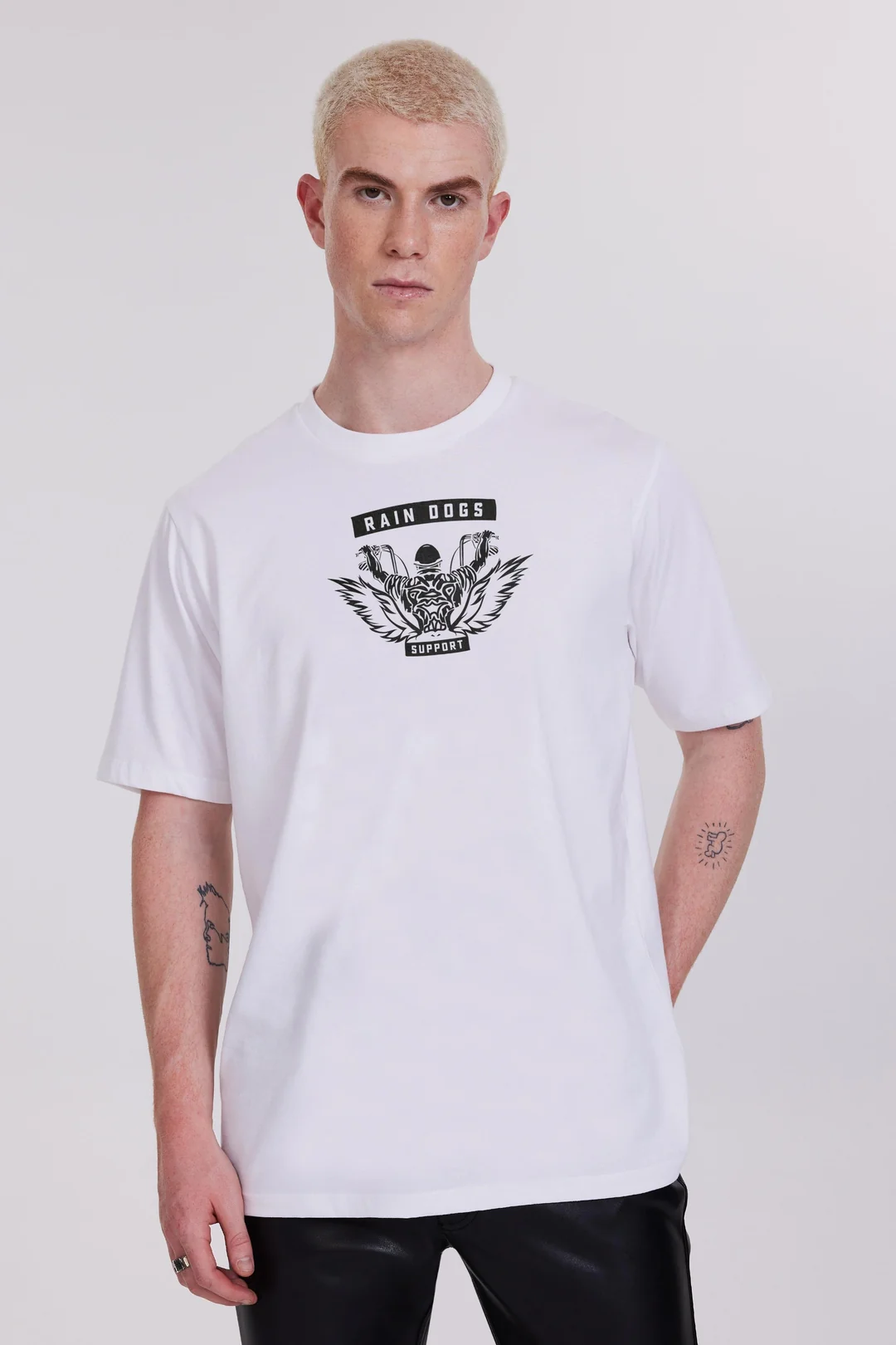 Rain Dogs Sırt Baskılı Beyaz Erkek Tişört