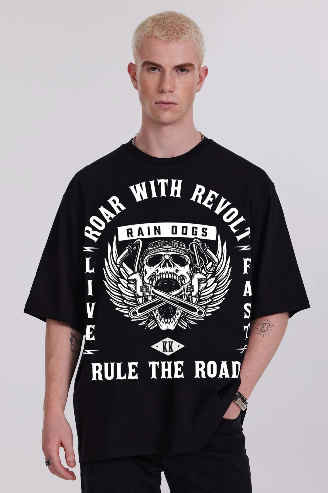 Rain Dogs Kuru Kafa Baskılı Siyah Erkek Tişört