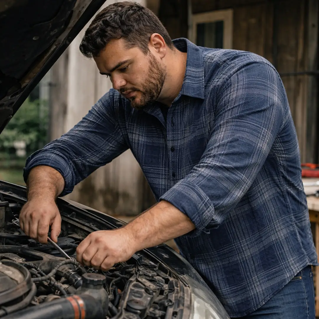 Lacivert Çizgi Desenli Uzun Kollu Kot Gömlek