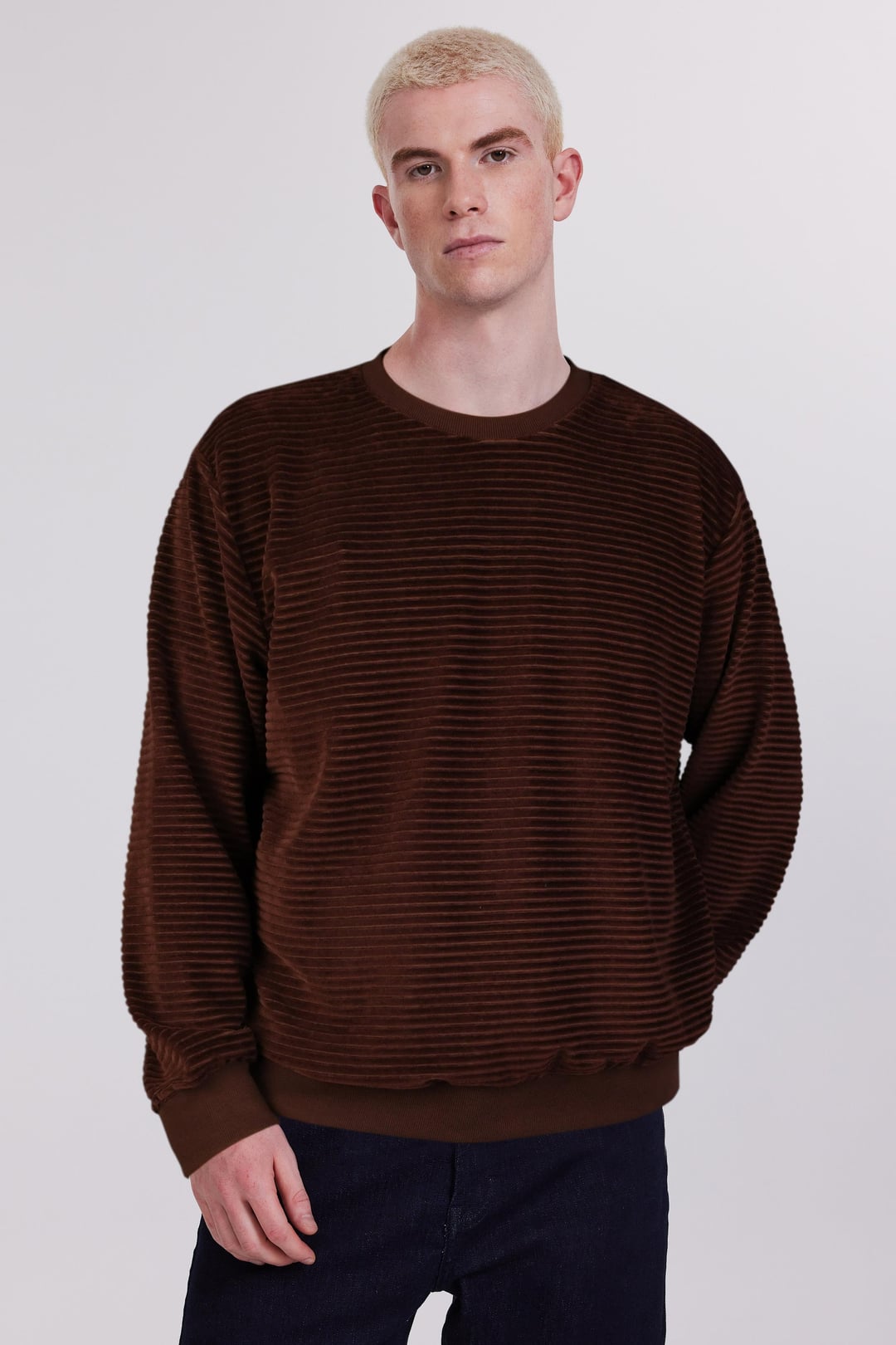 Kadife Kahverengi Erkek Sweatshirt