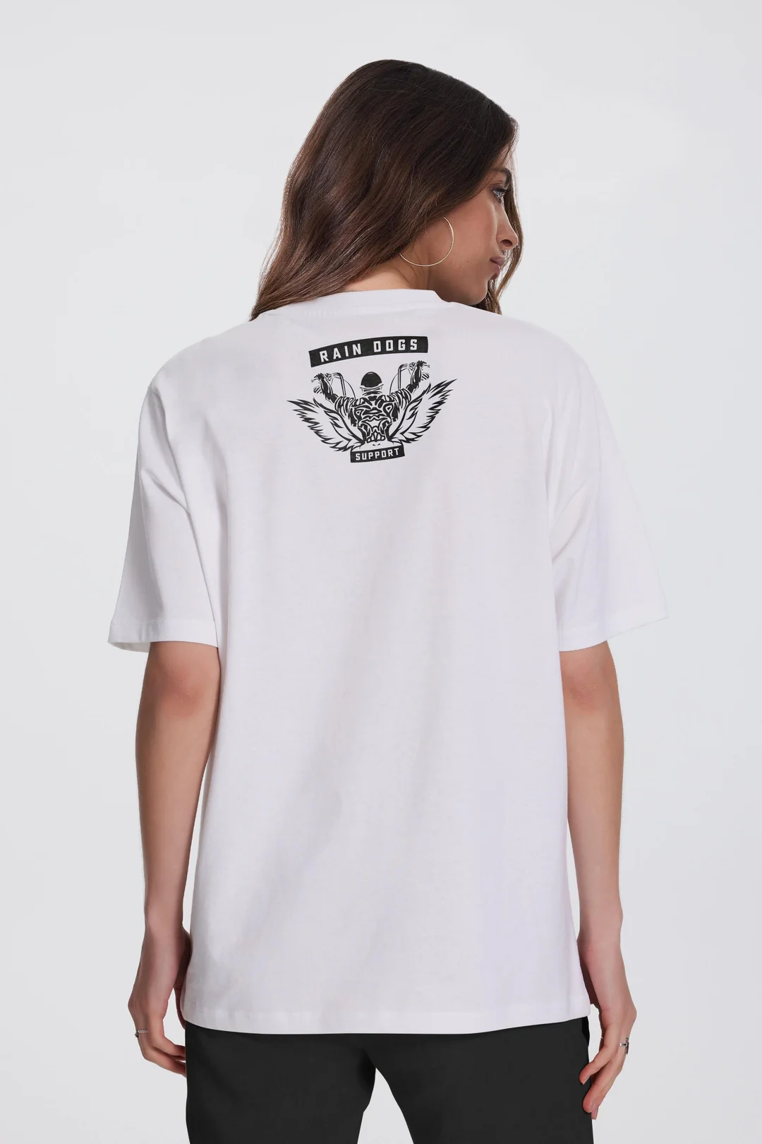 Rain Dogs Motor Baskılı Beyaz Kadın Tişört